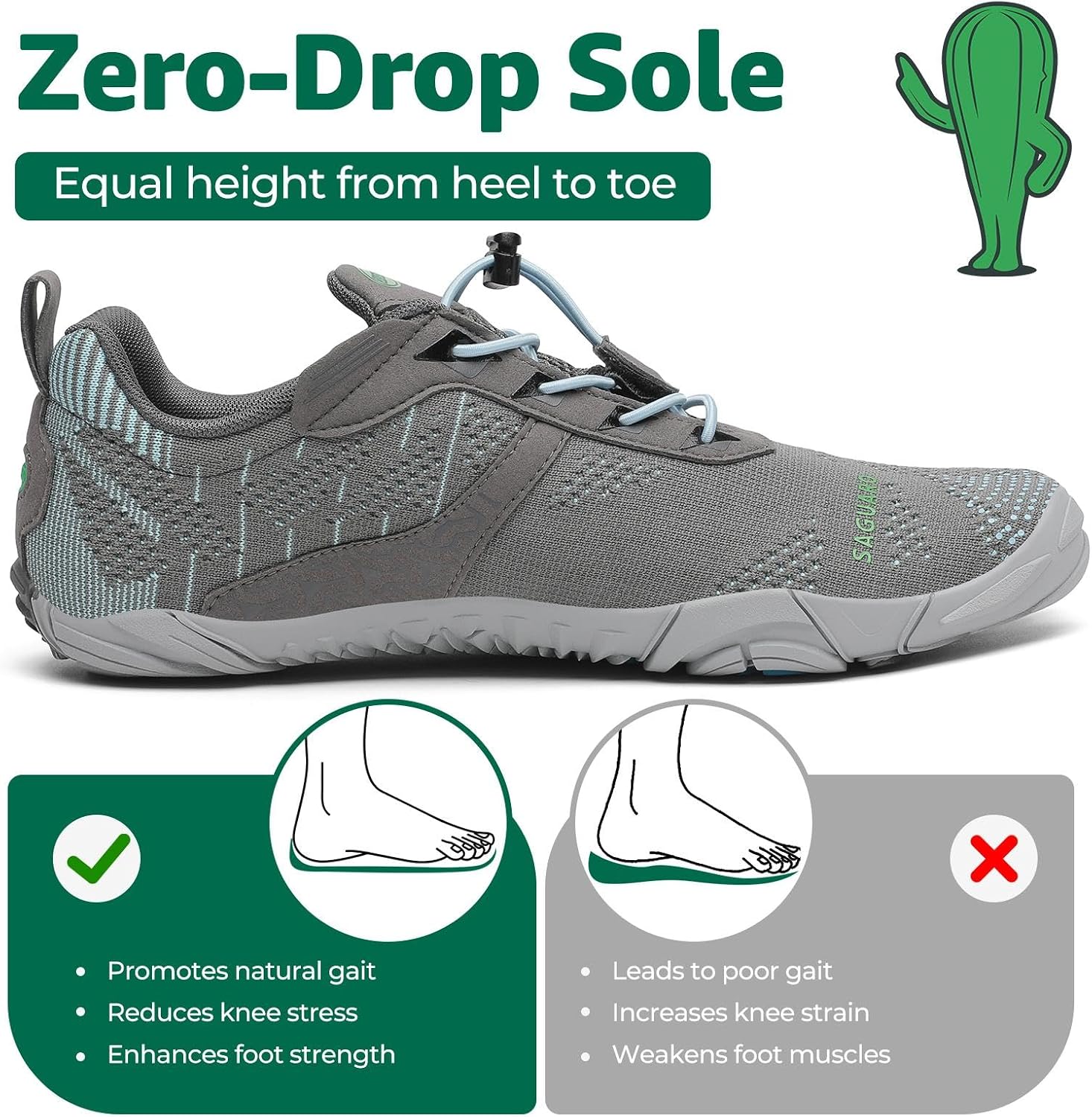 Detalle de SAGUARO Scarpe da Trail Running Barefoot uomo e donna con punta ampia