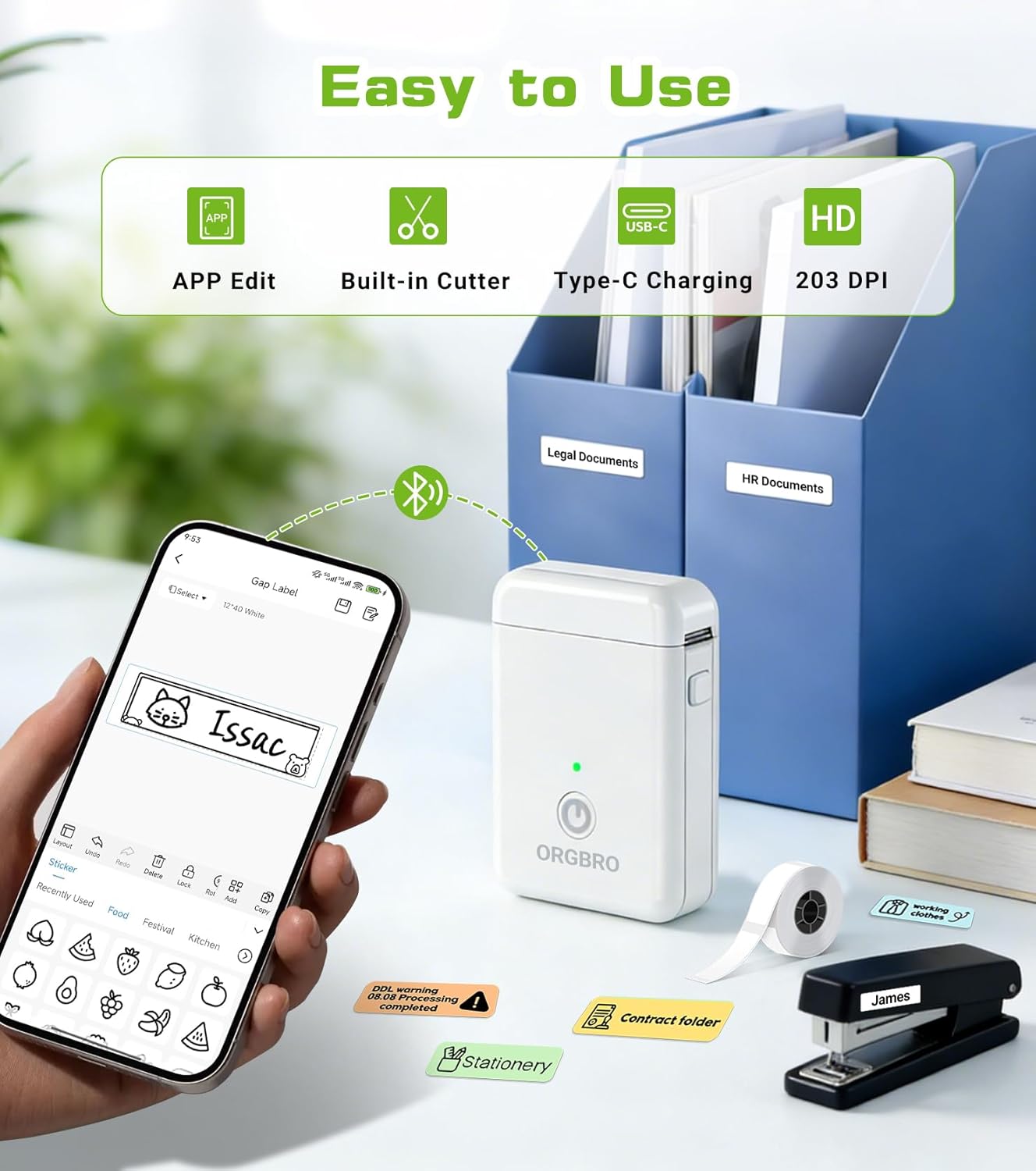 Detalle de ORGBRO X1 Portable Label Printer Bluetooth
