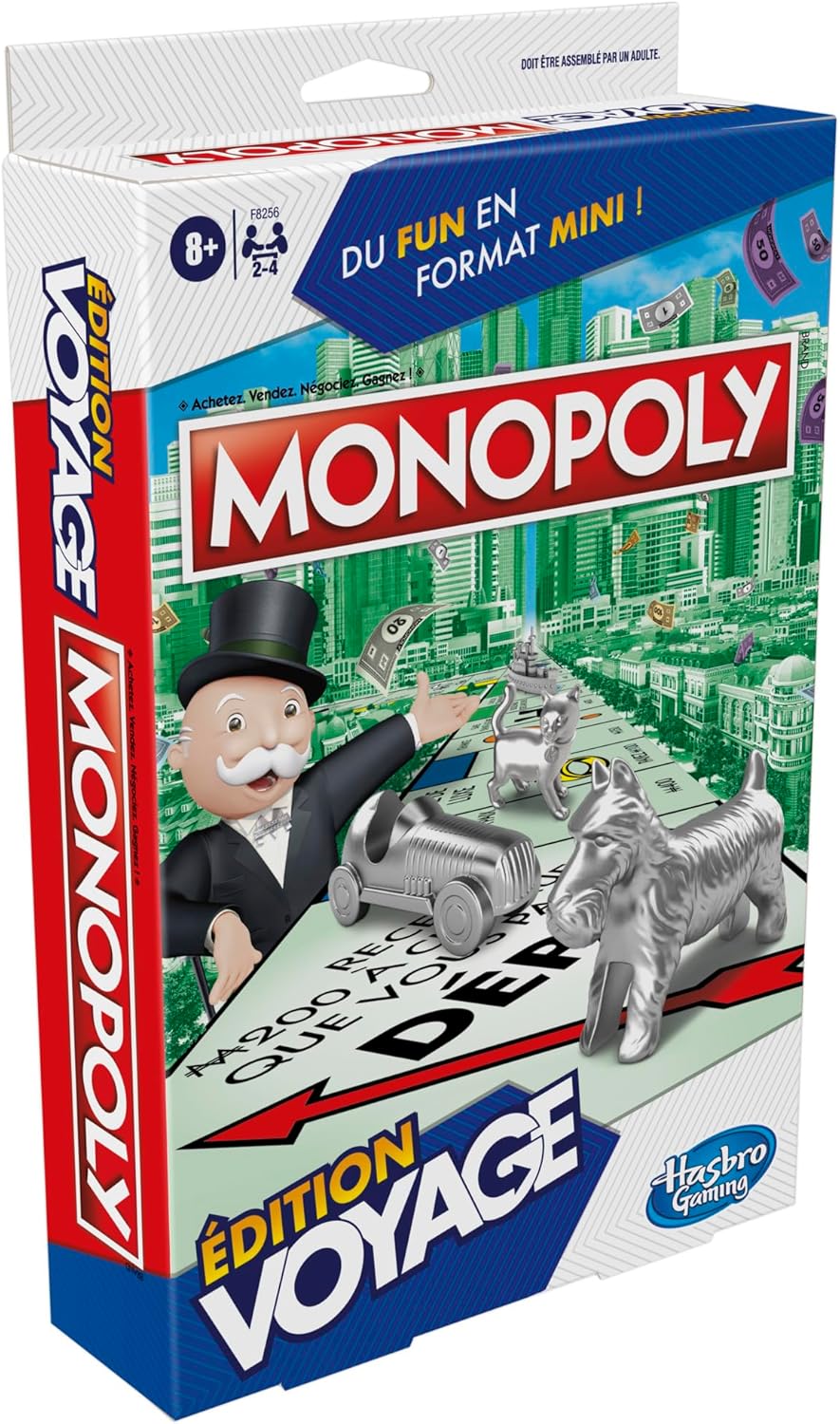 Thumbnail 5 de Monopoly Reise-Edition – Tragbares Brettspiel für 2–4 Spieler (ab 8 Jahren) – französische Version