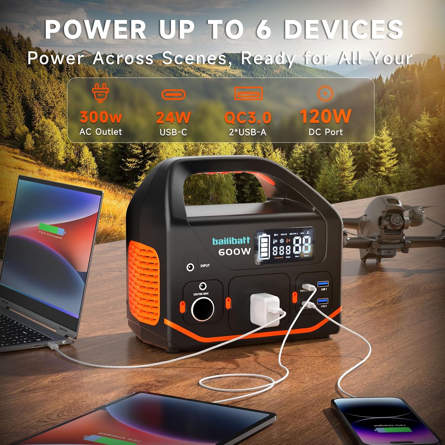 Detalle de BailiBatt Portable Power Station 300W