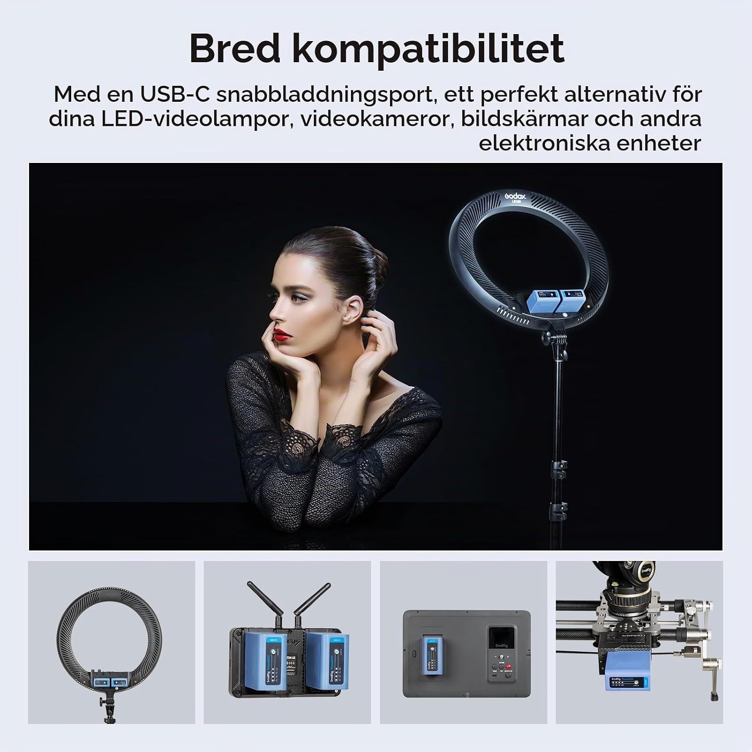 Detalle 2 de SMALLRIG 4267 NP-F-batteri, 10 500 mAh med USB-C och USB-A