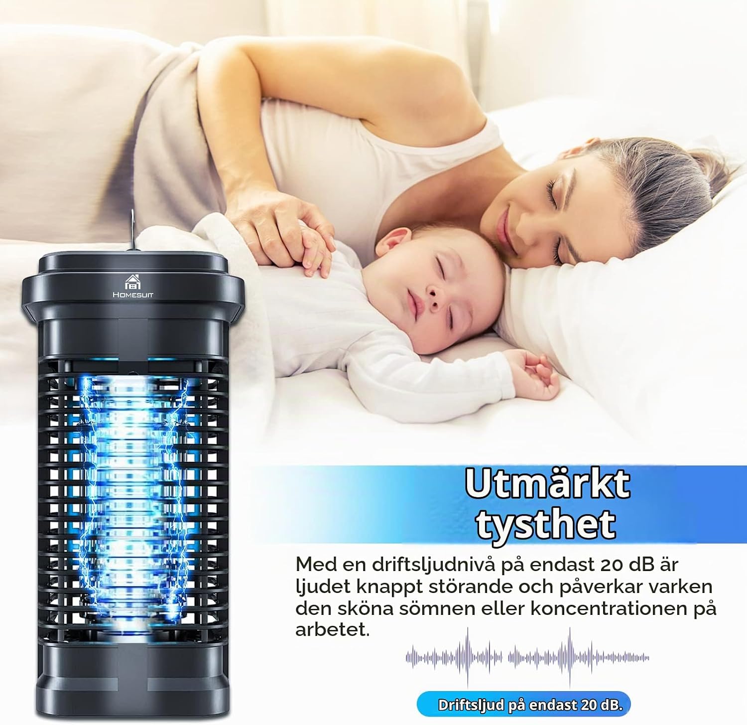 Detalle 2 de Homesuit elektrisk insektsfälla, 20 W, 4 000 V och IPX4