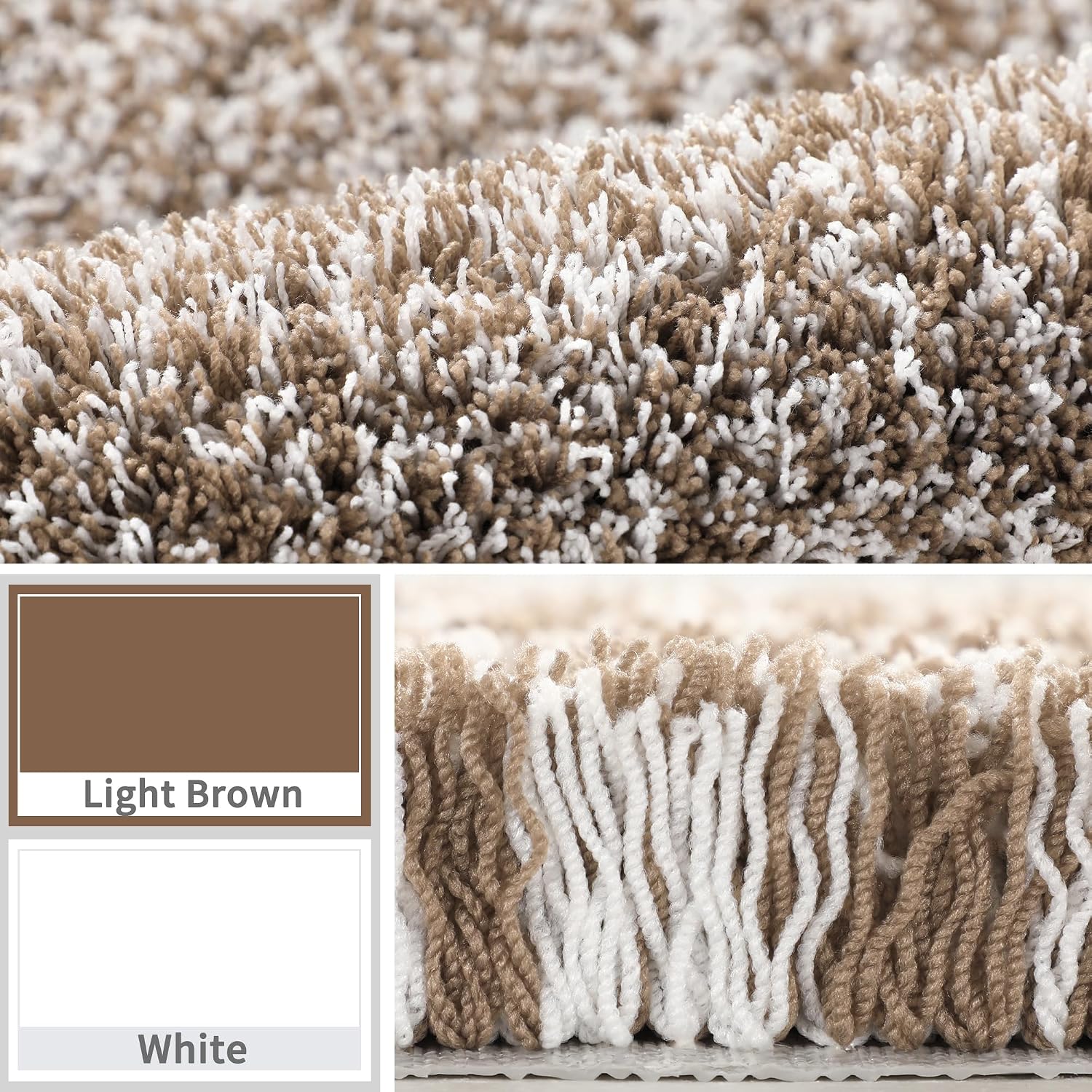 Thumbnail 6 de Yimobra 60 x 24-Inch Bathroom Runner Rug, Washable Non-Slip Microfiber, Brown & White
