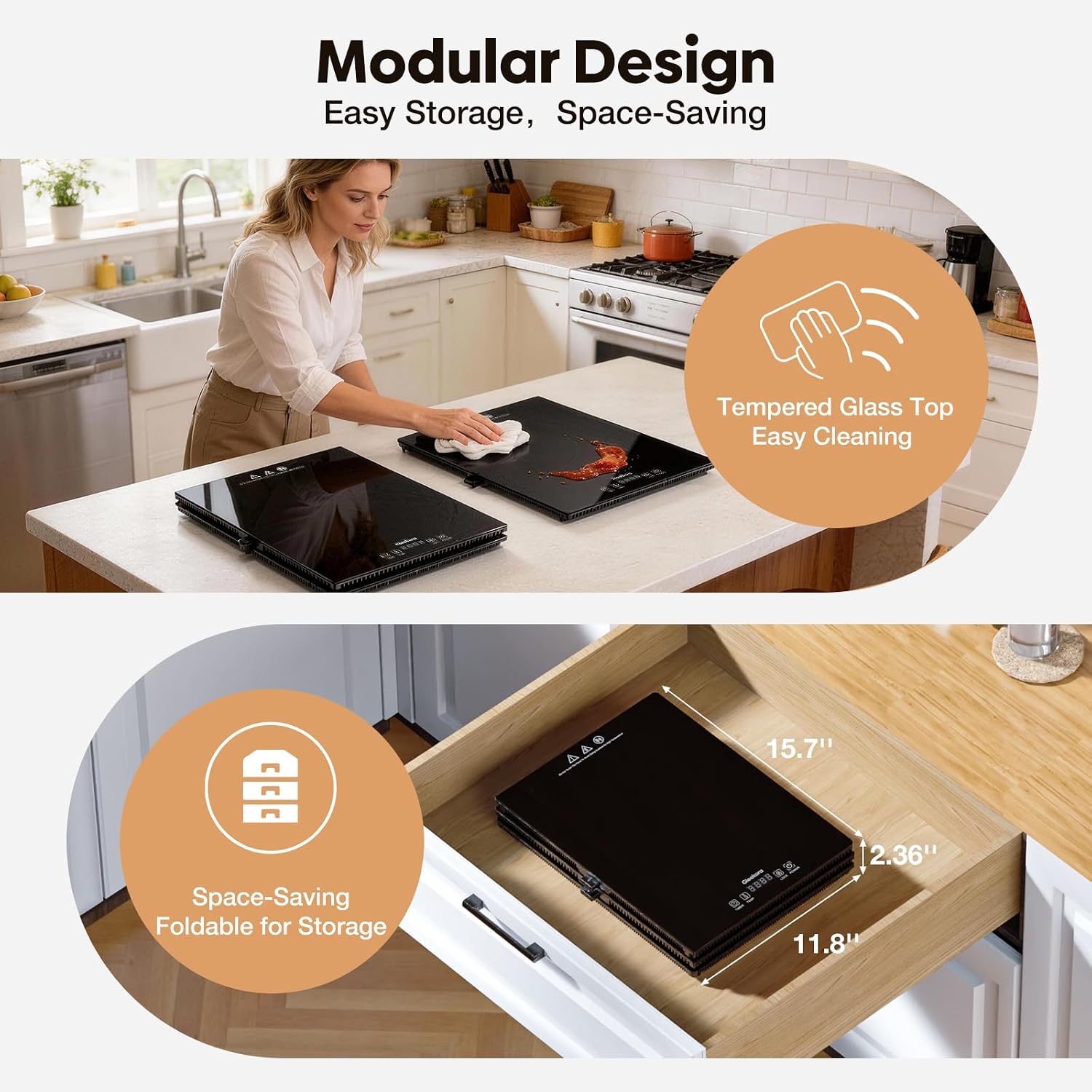 Thumbnail 6 de Gleekora 3-in-1 Food Warming Tray, Tempered Glass, Independent Controls