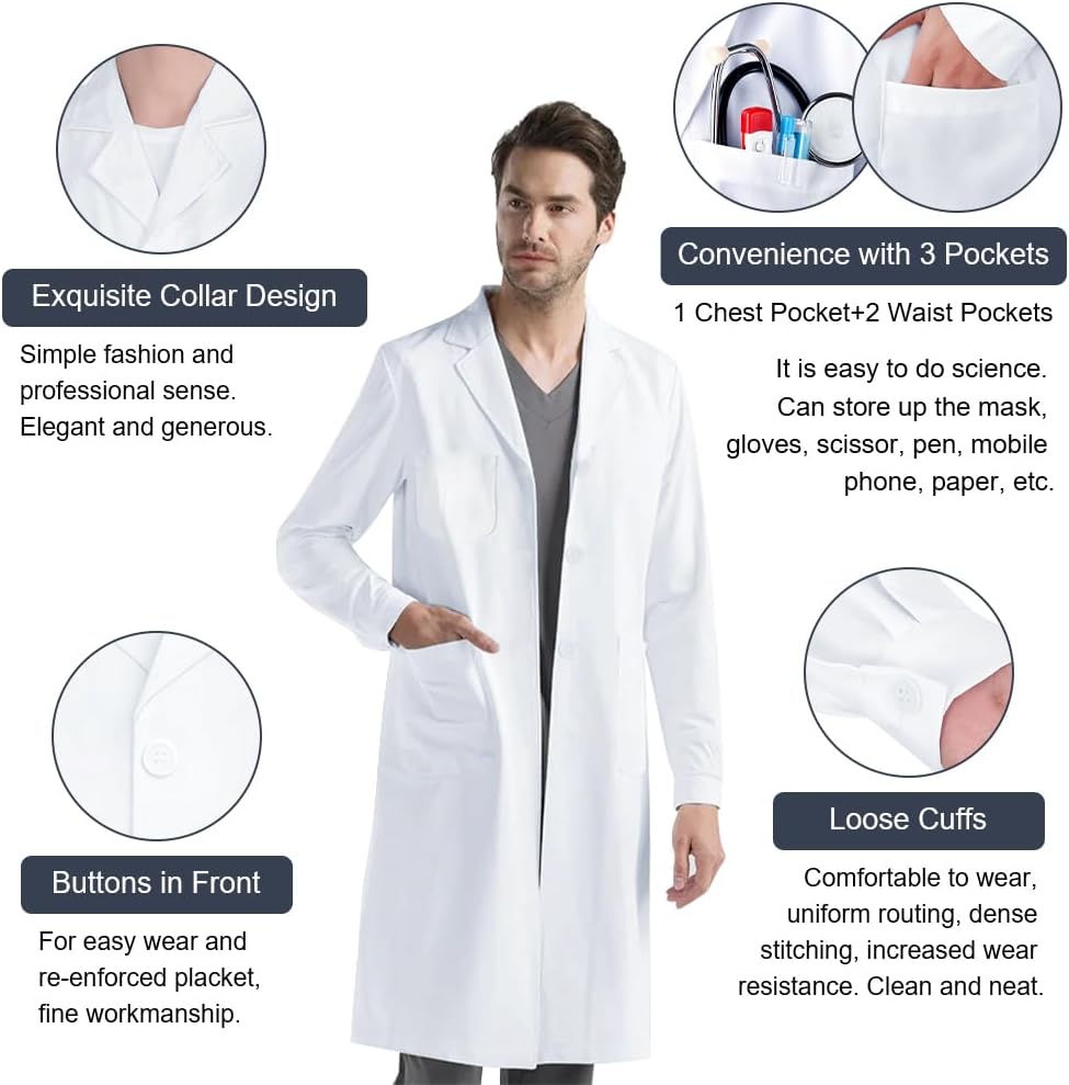 Thumbnail 2 de AUYAO Weißer Laborkittel Damen Herren 🥼