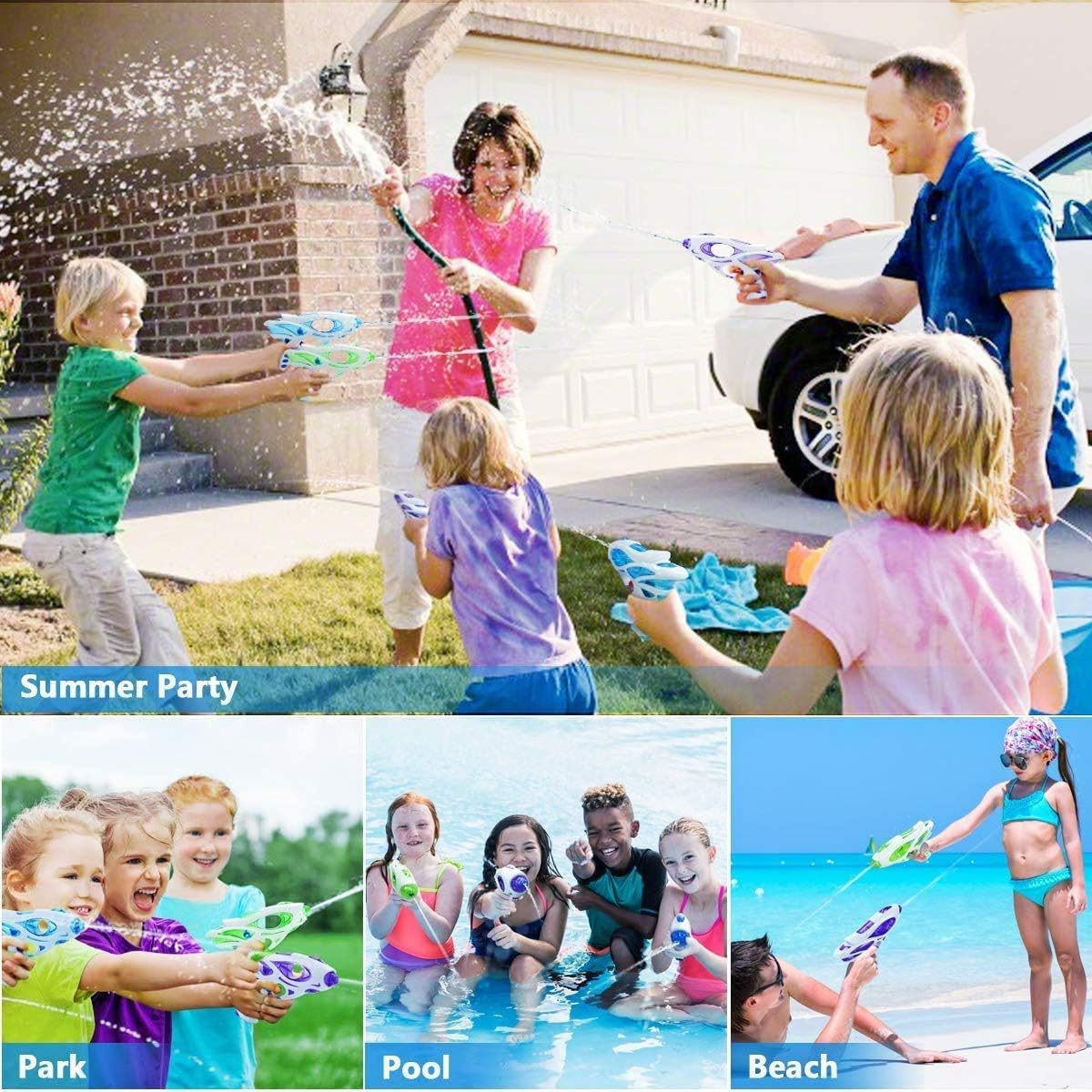 Thumbnail 4 de Muslecid Water Pistols for Kids – 3 Pack: Super Gun Blaster Outdoor Toy
