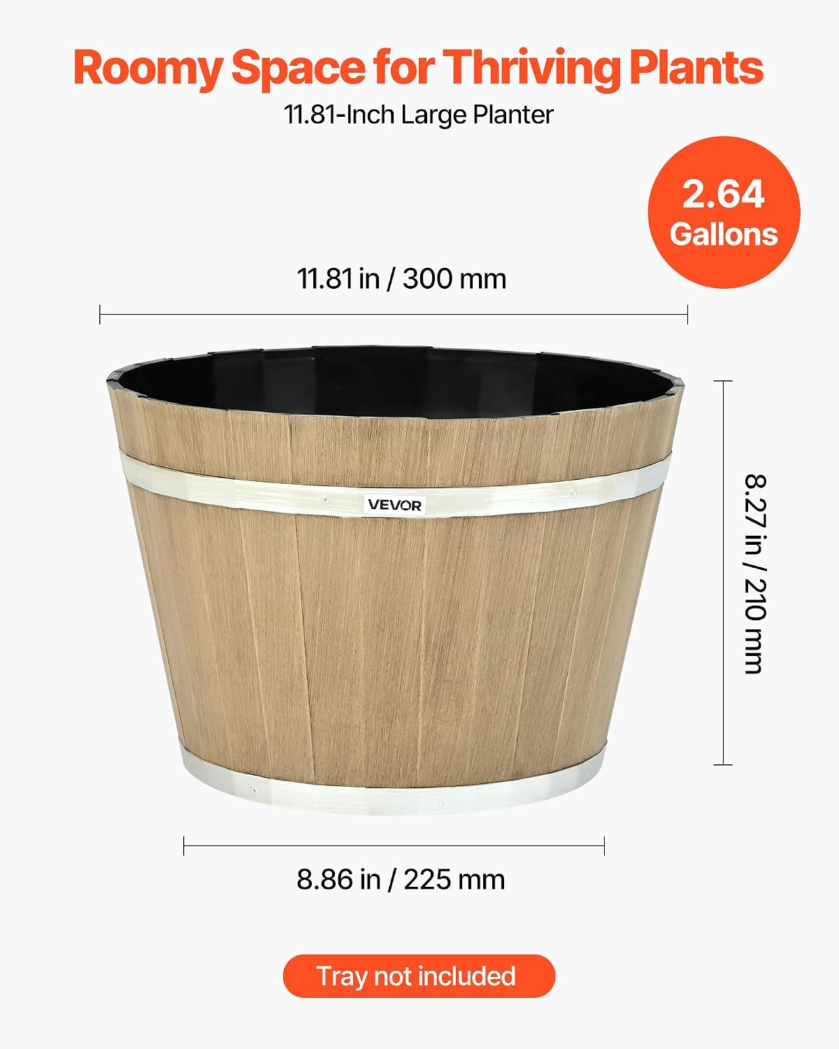 Detalle de VEVOR Whiskey Barrel Planters, 11.81-Inch