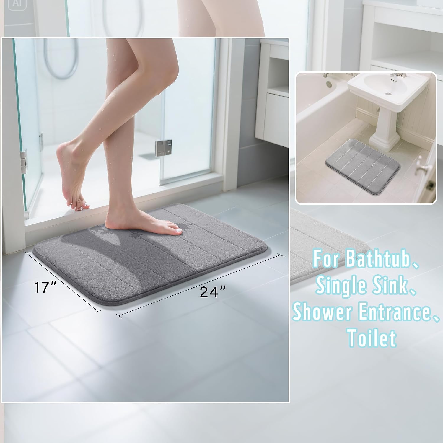 Detalle 2 de Yimobra Memory Foam Bath Mat, 24x17 ⚙