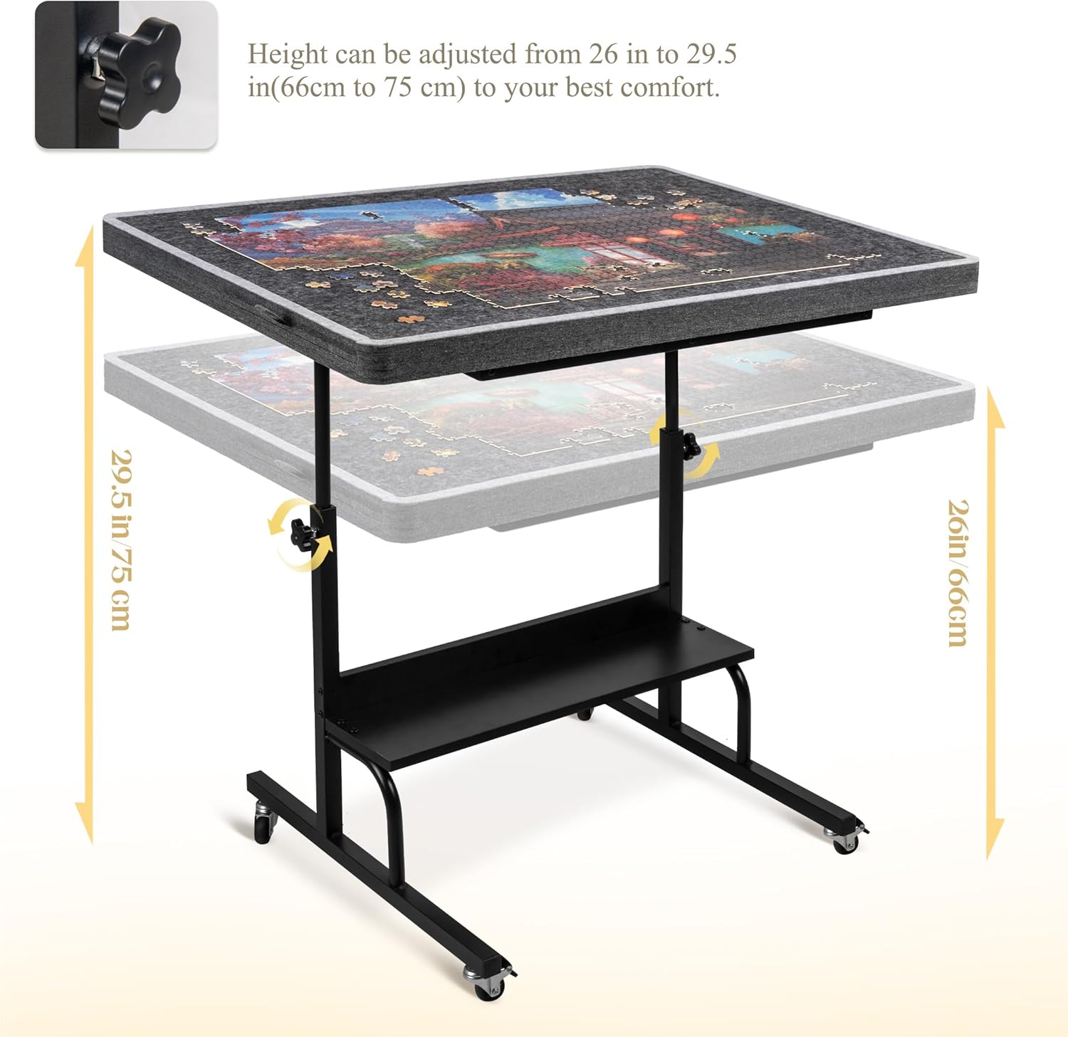 Thumbnail 2 de Tektalk 1500 Piece Felt Jigsaw Puzzle Table with Height & Angle Adjustment – Gray