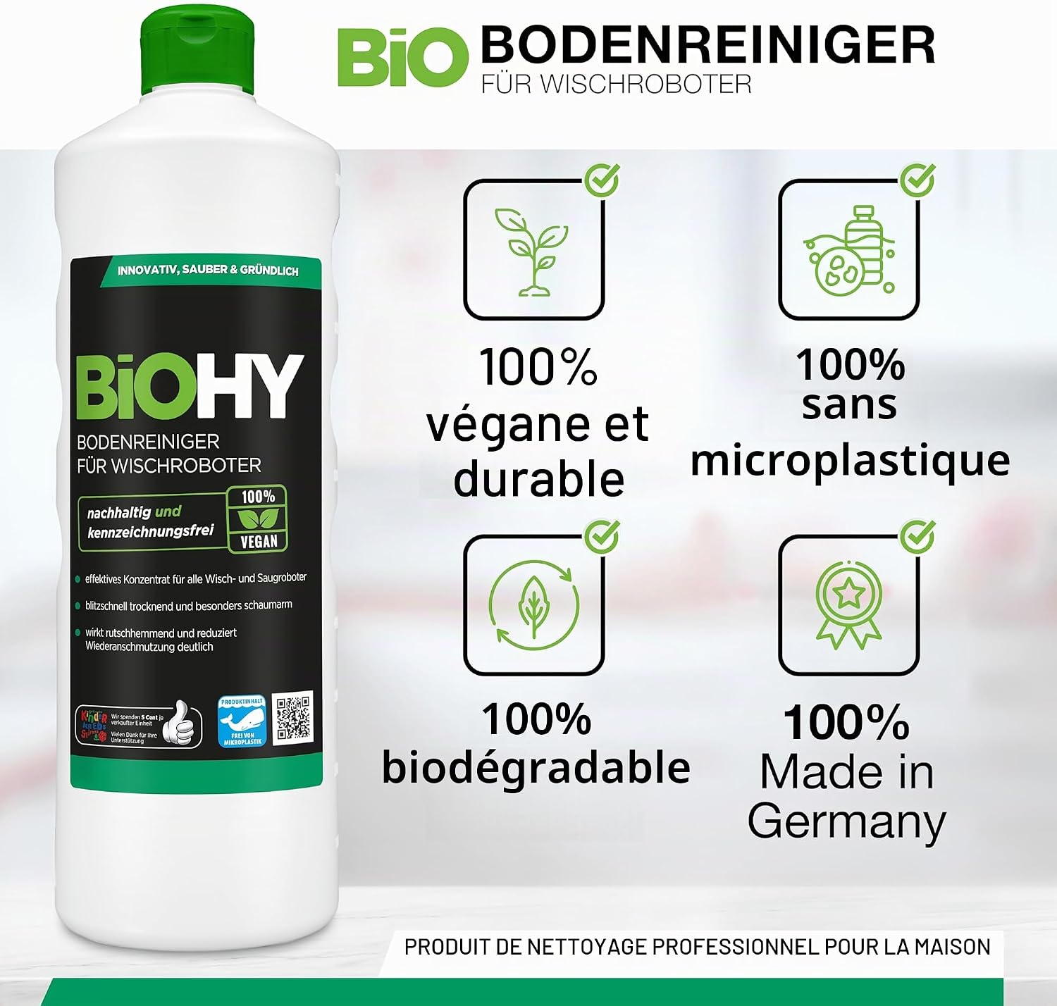 Detalle 2 de BIOHY vloerreinigerconcentraat voor dweilrobots, 6 x 1 liter, 1:200