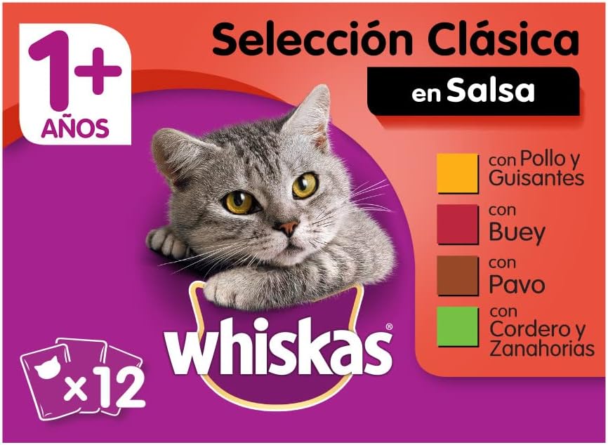 Thumbnail 6 de Whiskas Nassfutter für Katzen – Erwachsene, Klassische Auswahl in Sauce, Multipack 4 × 12 × 85 g