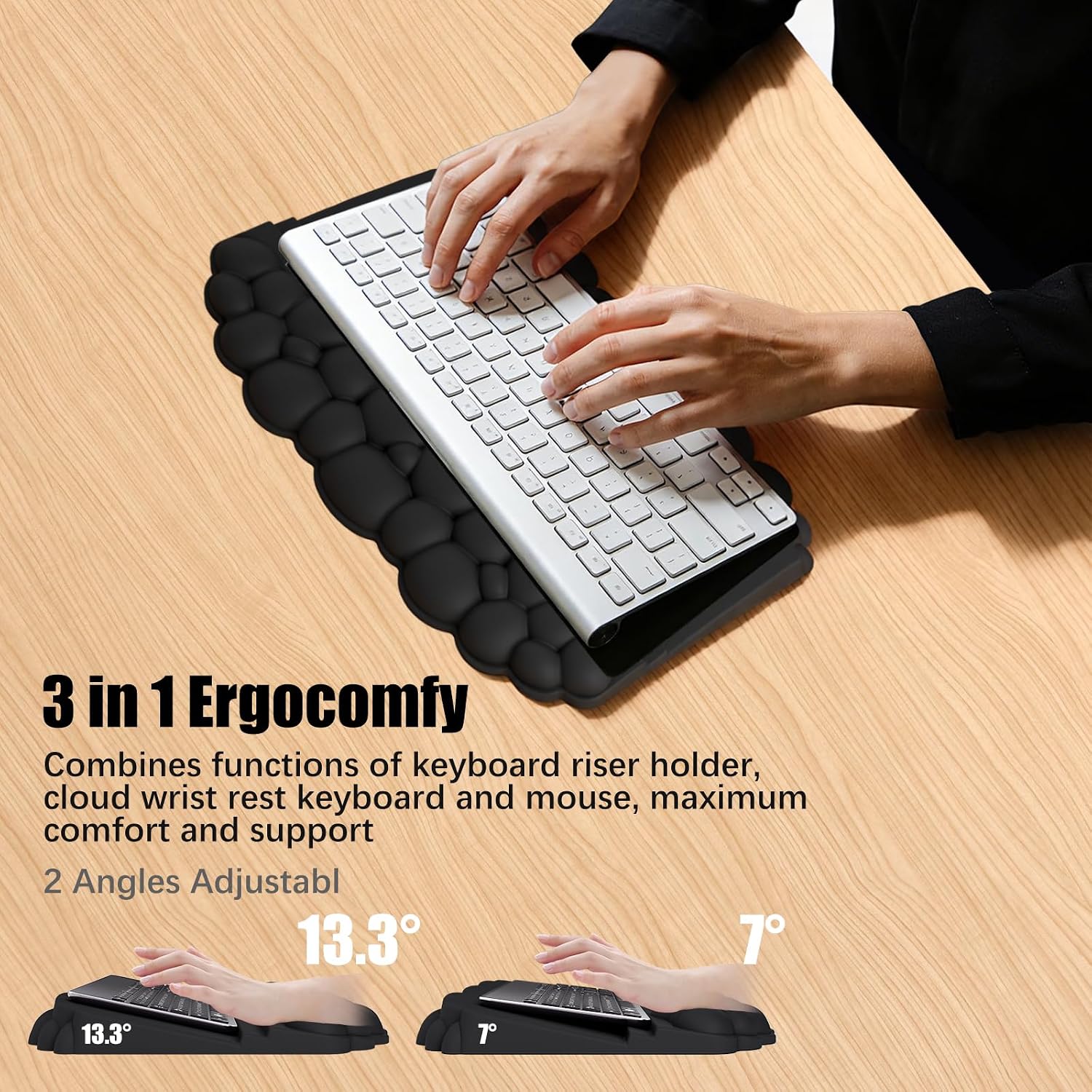Detalle de Lomil WR01C Cloud Keyboard Wrist Rest Set, Memory Foam, Rainbow