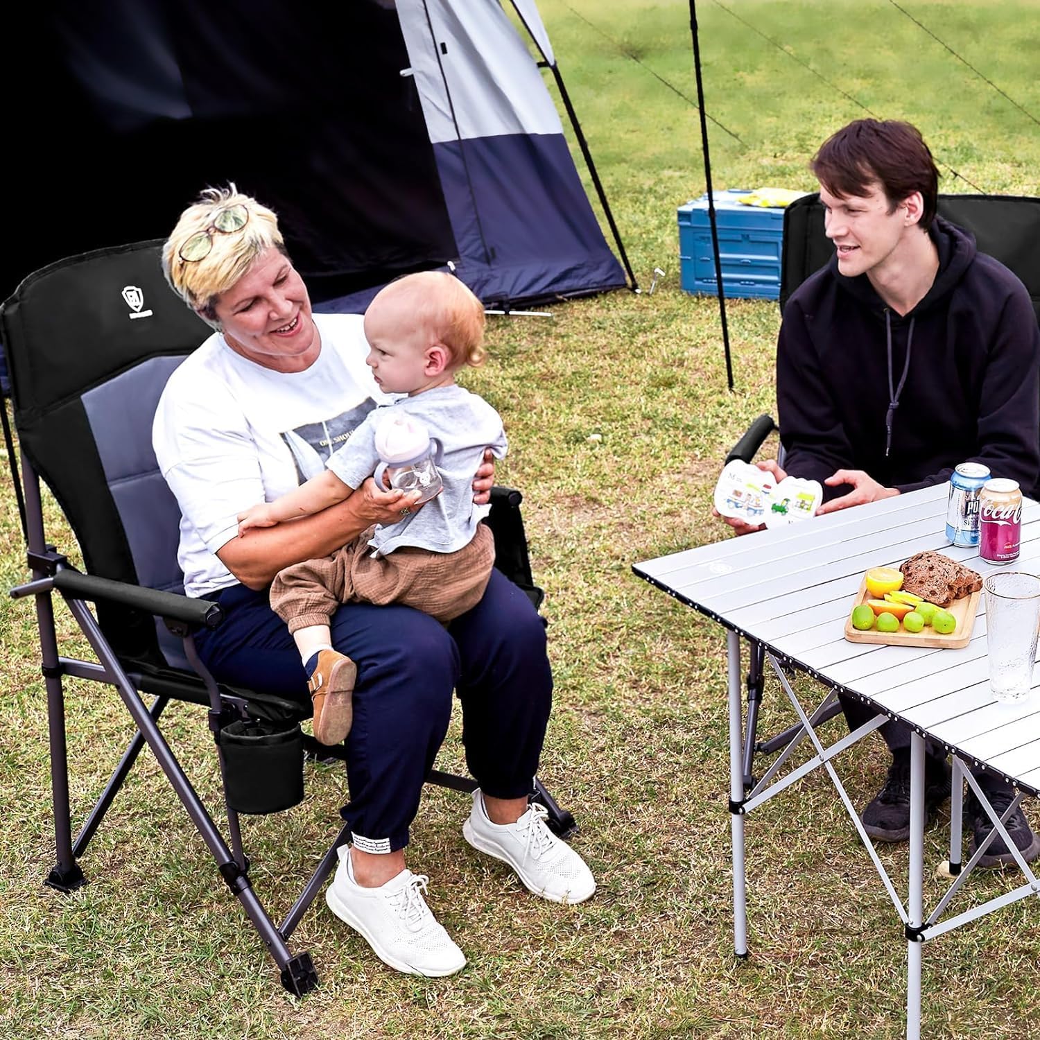 Detalle 2 de EVER ADVANCED Oversized Camping Chair for Adults 230kg