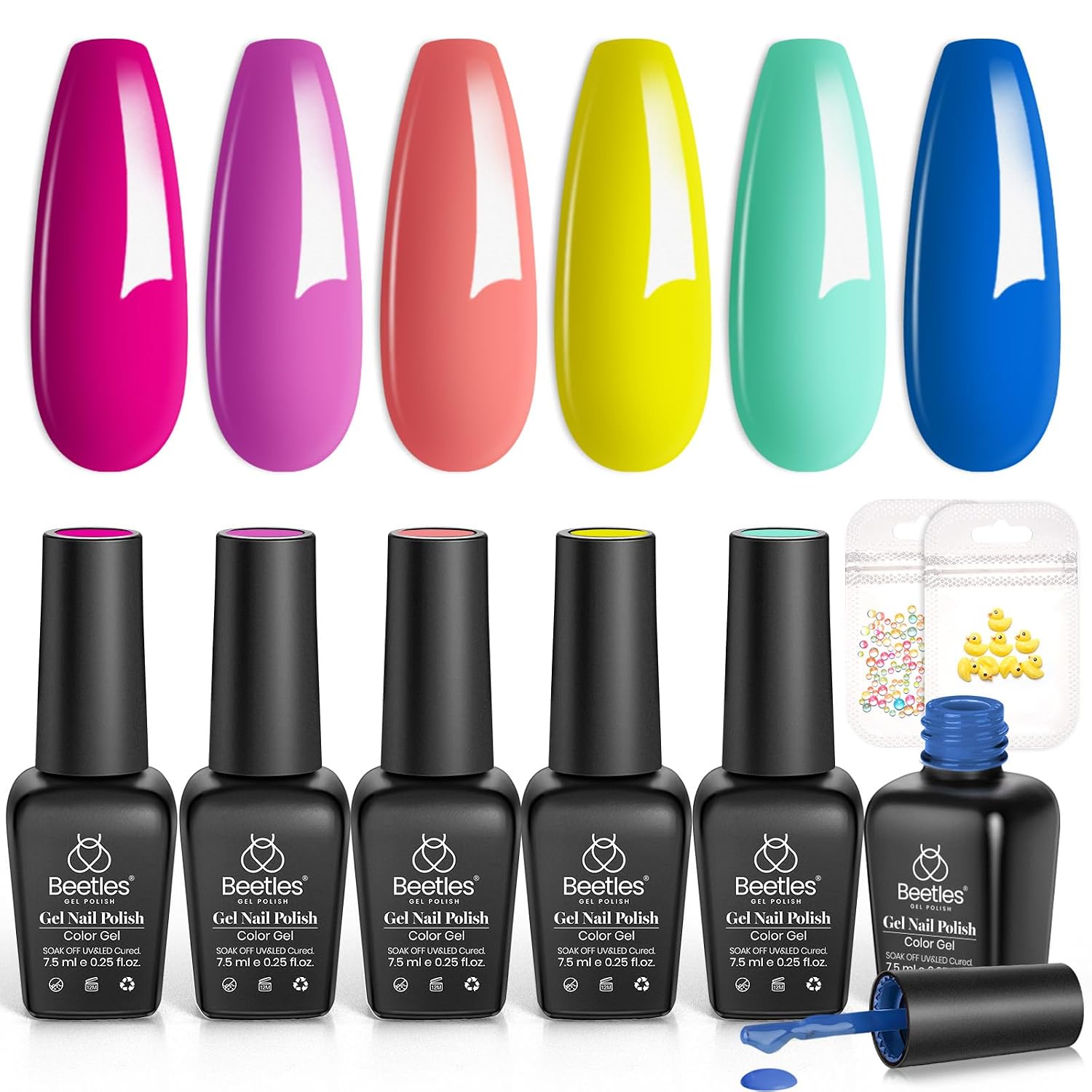 Detalle de beetles Gel Polish Beetles Gel Nagellack Set (6 Neon-Sommerfarben) für LED-UV-Nagellack