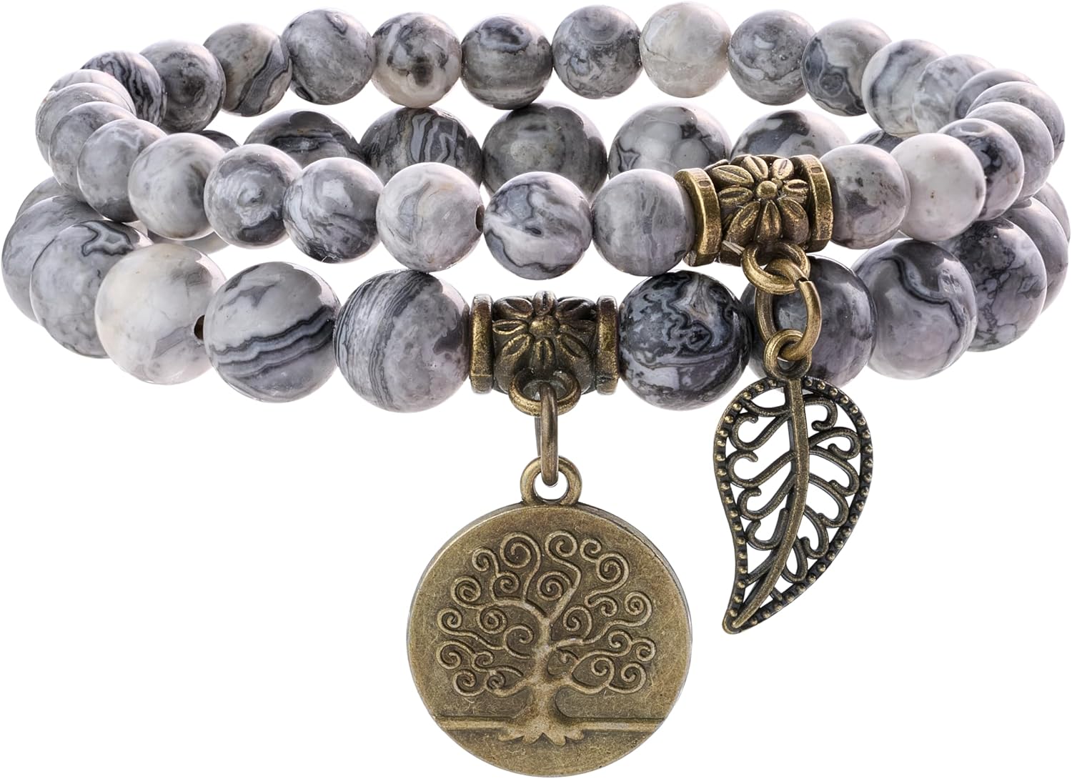 Thumbnail 6 de Farfume Chakra-Armbänder für Damen – Aquamarin-Kristallarmband mit Lebensbaum-Symbol (Set aus doppelten Armbändern)