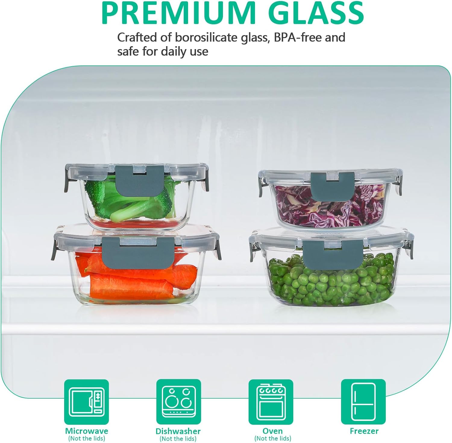 Detalle de KOMUEE 24-Piece Glass Food Storage Set ๐ฝ