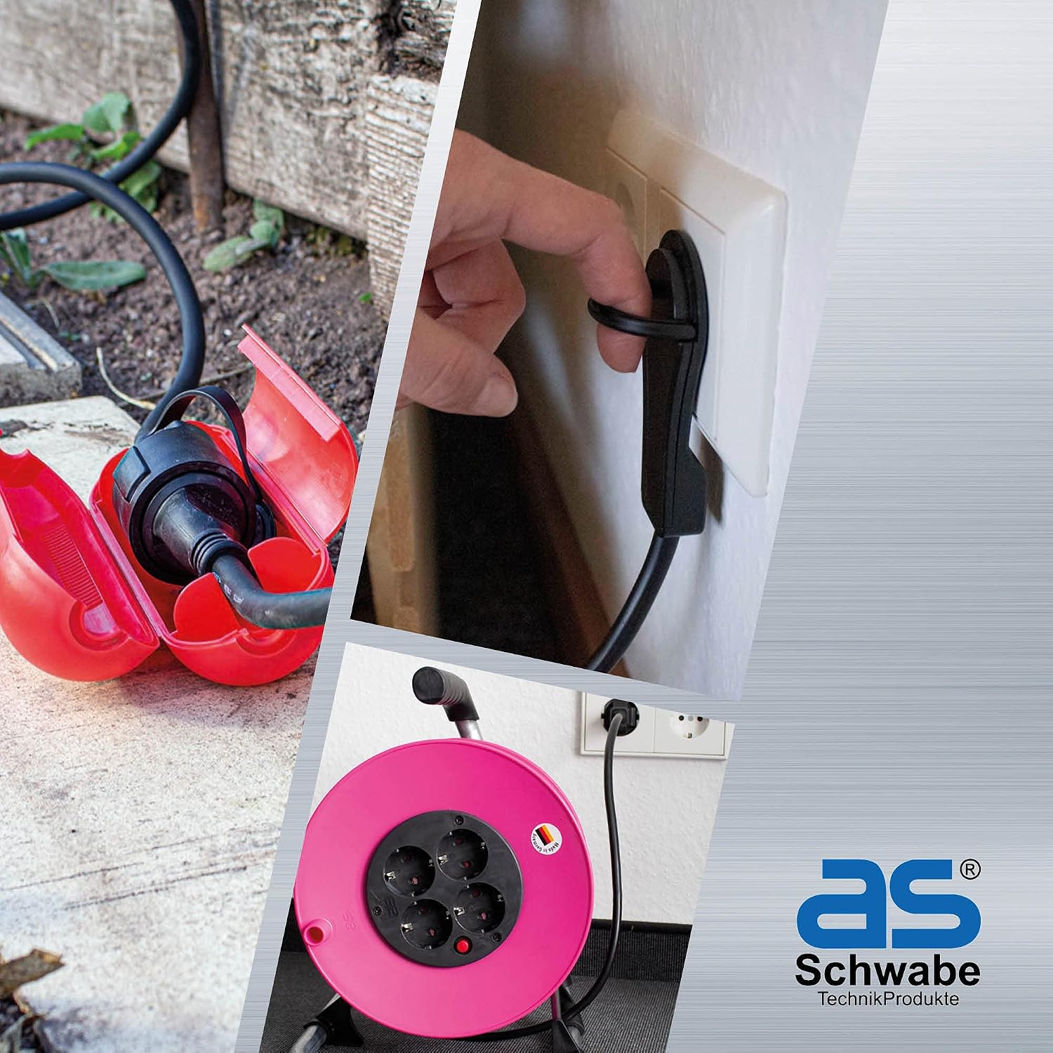Detalle de as - Schwabe Spiralleitung: 2 m ausziehbar auf 4 m mit Schutzkontaktstecker und -kupplung, IP20, 230 V, 16 A, weiß (70426)