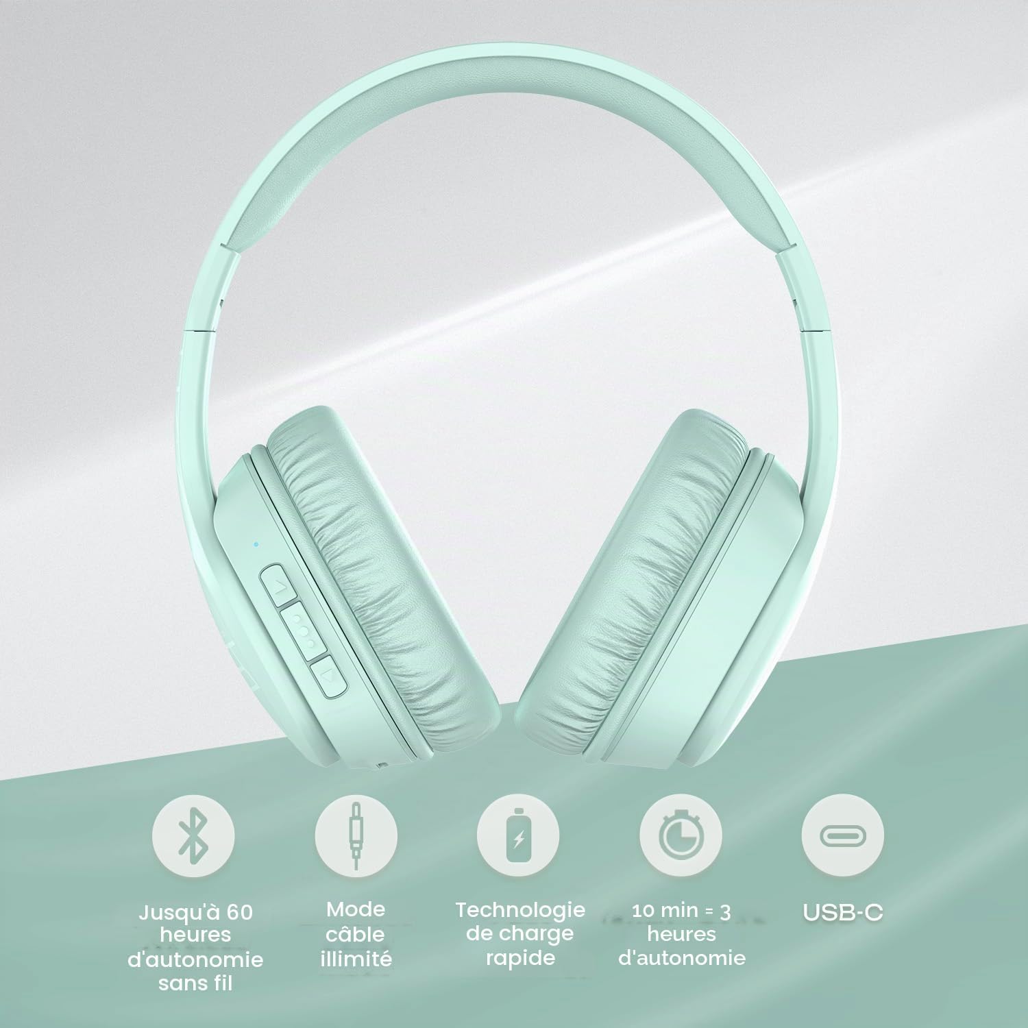 Thumbnail 2 de PowerLocus Casque Bluetooth sans Fil — 60 Heures d’autonomie, confort supérieur et son stéréo