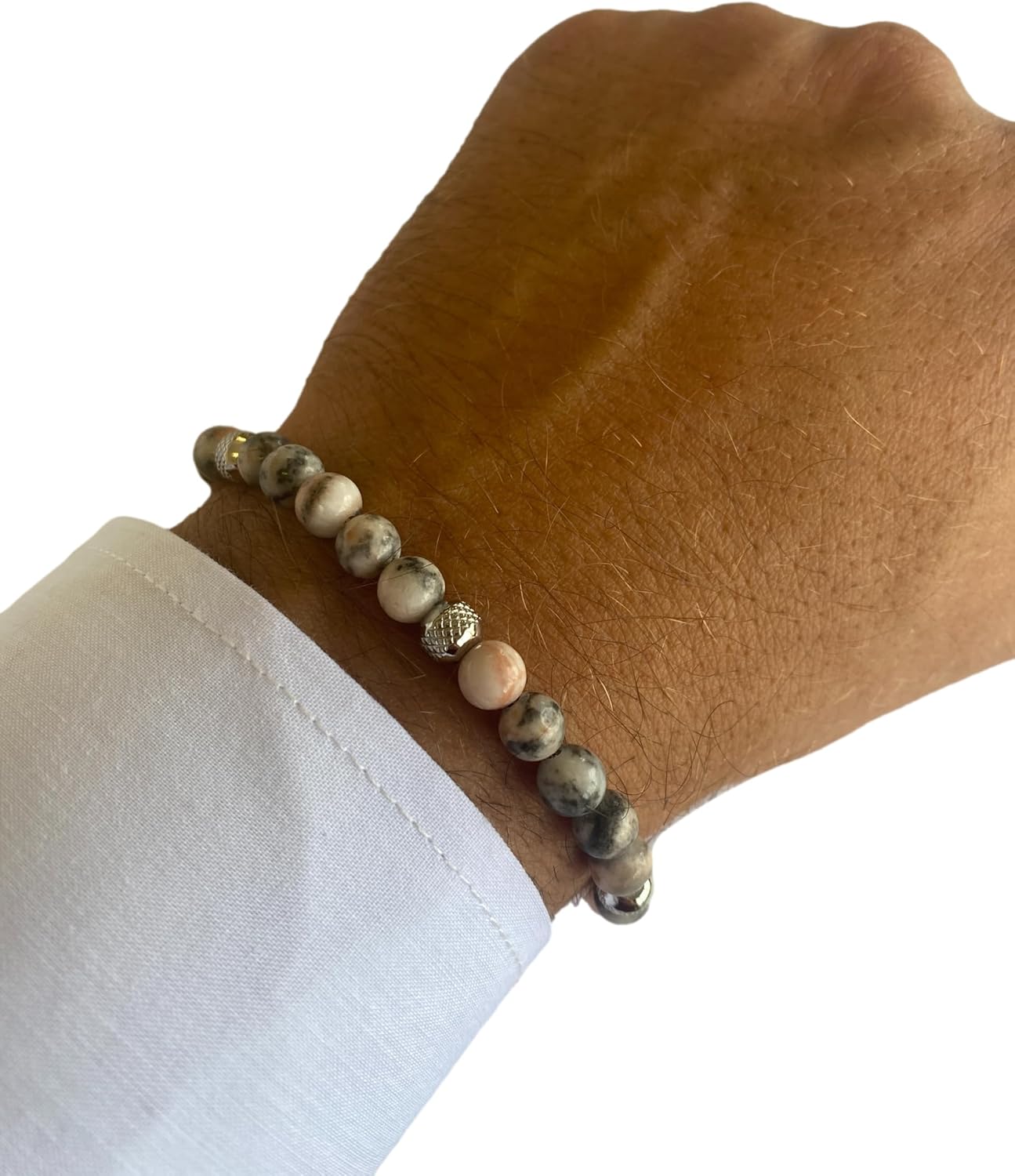 Detalle de 10:10 Bracciale diaspro 6 mm, beads acciaio