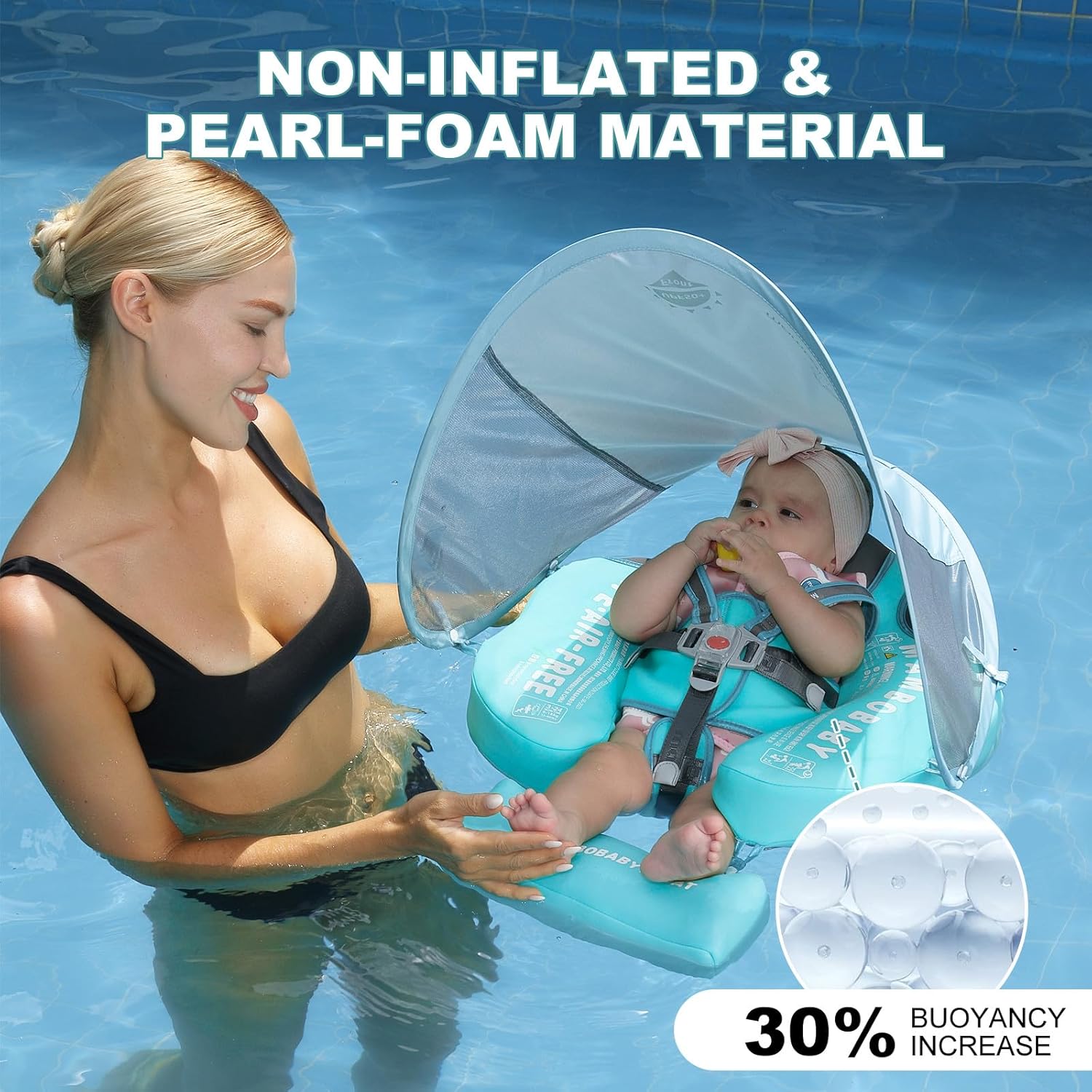 Thumbnail 6 de Lurui Baby Floats for Pool with Removable Canopy (Non-Inflatable) — Mambobaby Float for Infants 3–24 Months