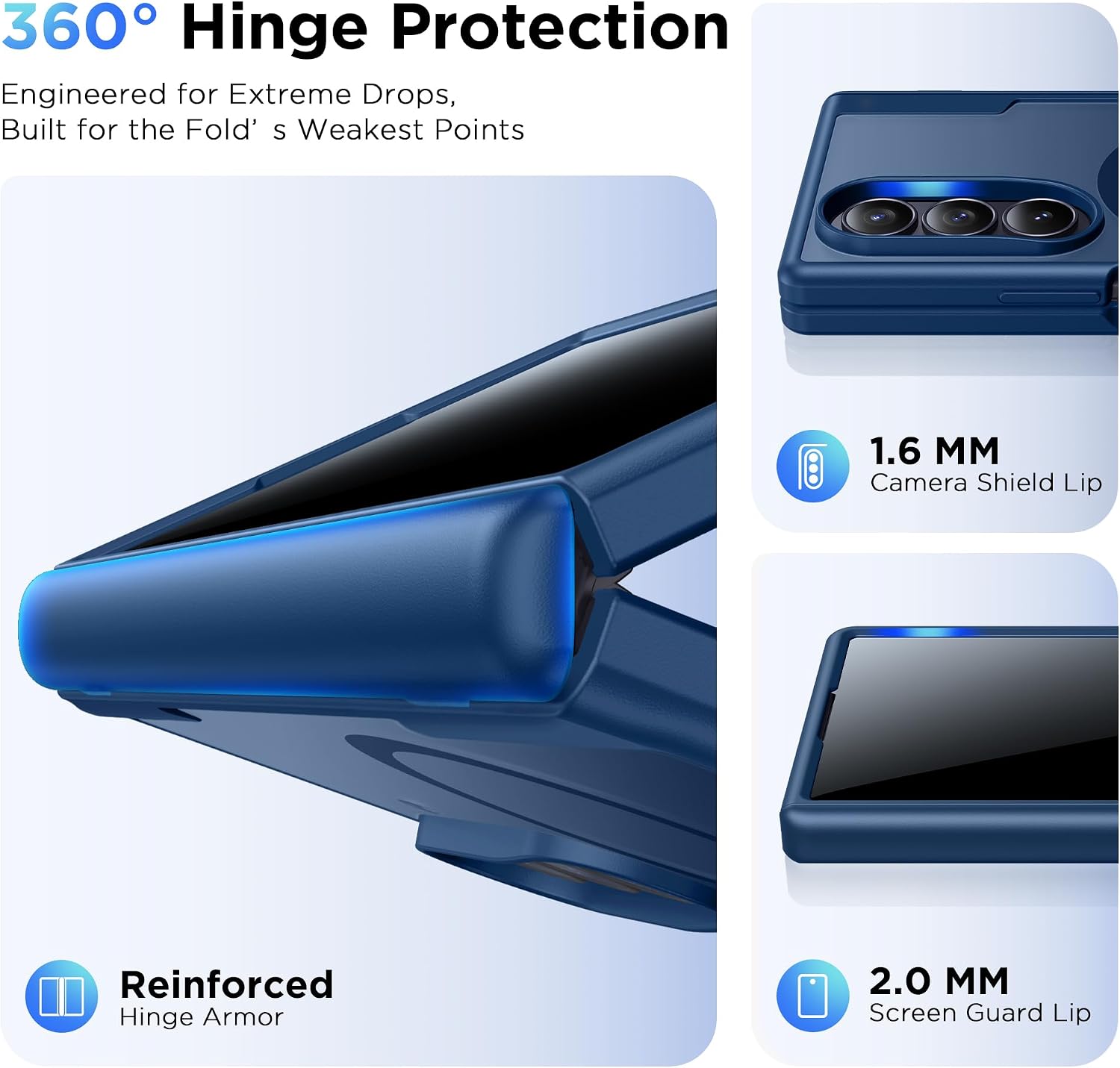 Detalle 2 de MOBOSI Z Fold 7用マグネットケース ブルー、画面・ヒンジ保護付き