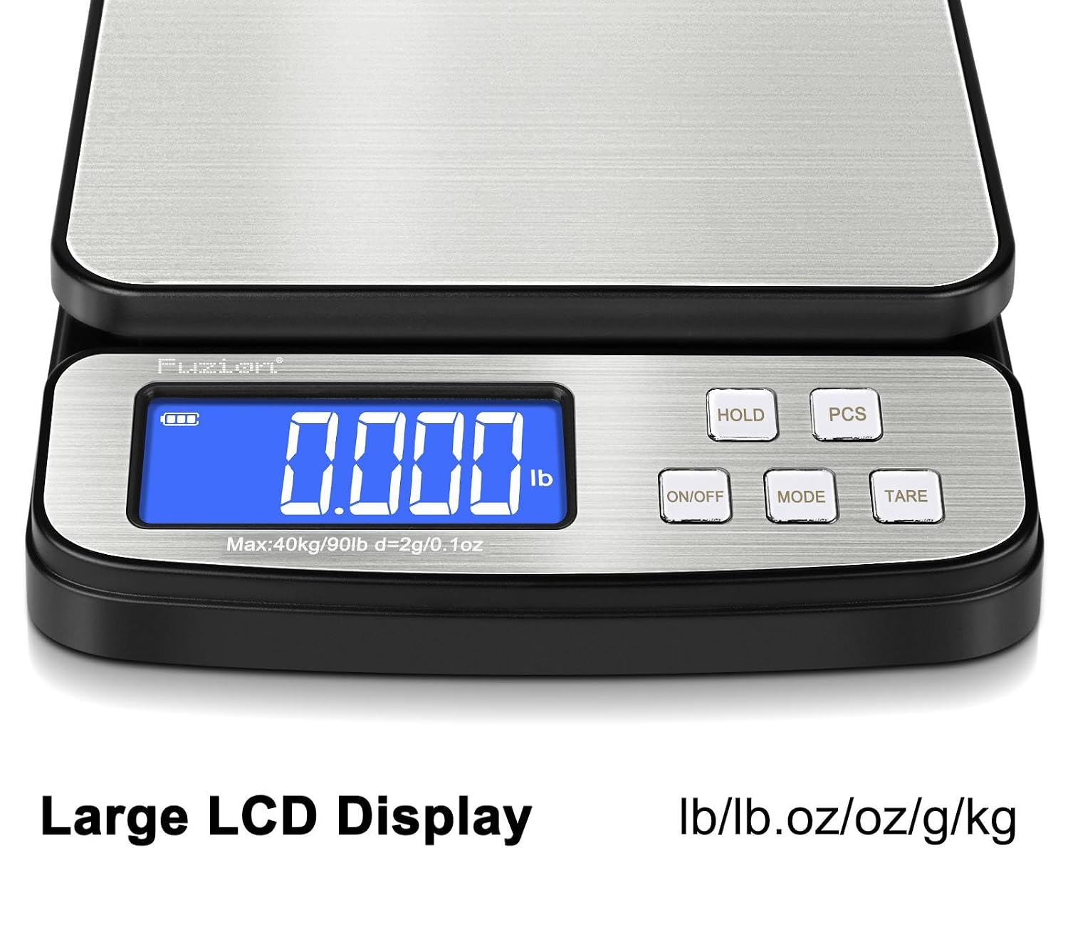 Detalle de Fuzion PS2-40KG SS Digital Shipping Scale, 90 lb Capacity, 0.1 oz Readability