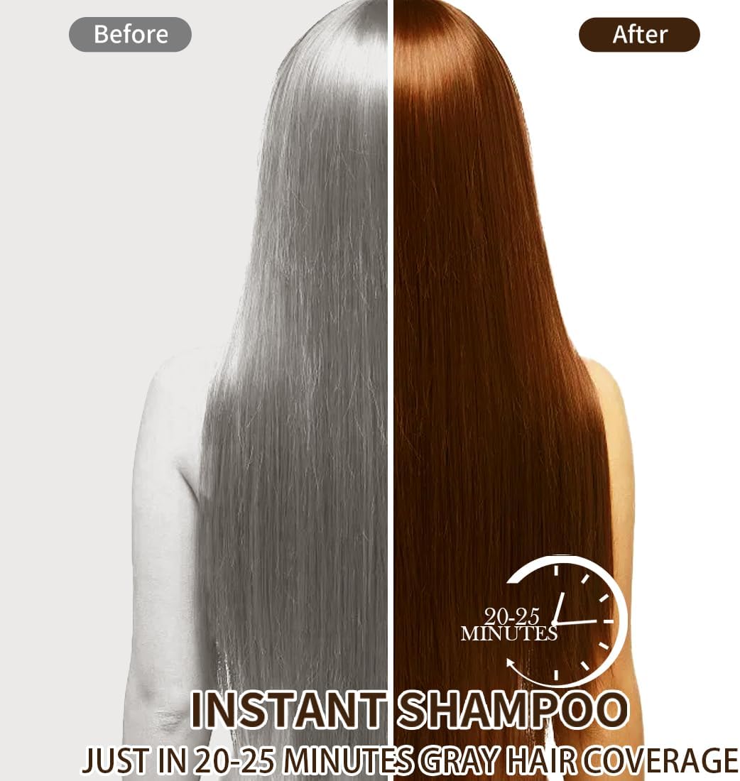 Detalle de RILSIC Shampoo Colorante Castano Scuro 500ML – 3 in 1 per Capelli Bianchi