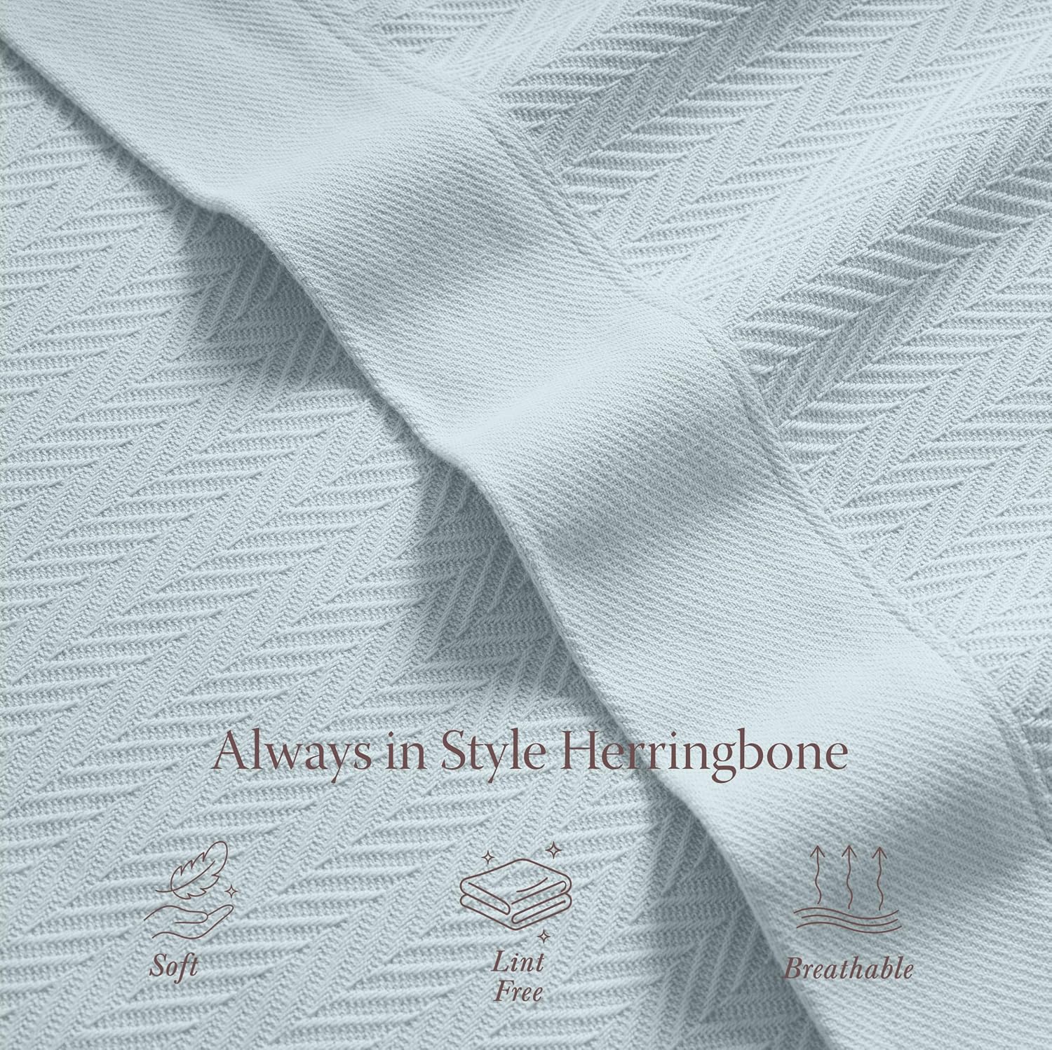 Detalle 2 de Threadmill Luxury Cotton Blanket for Twin Size Bed – 68x92 inches, 350GSM, Herringbone