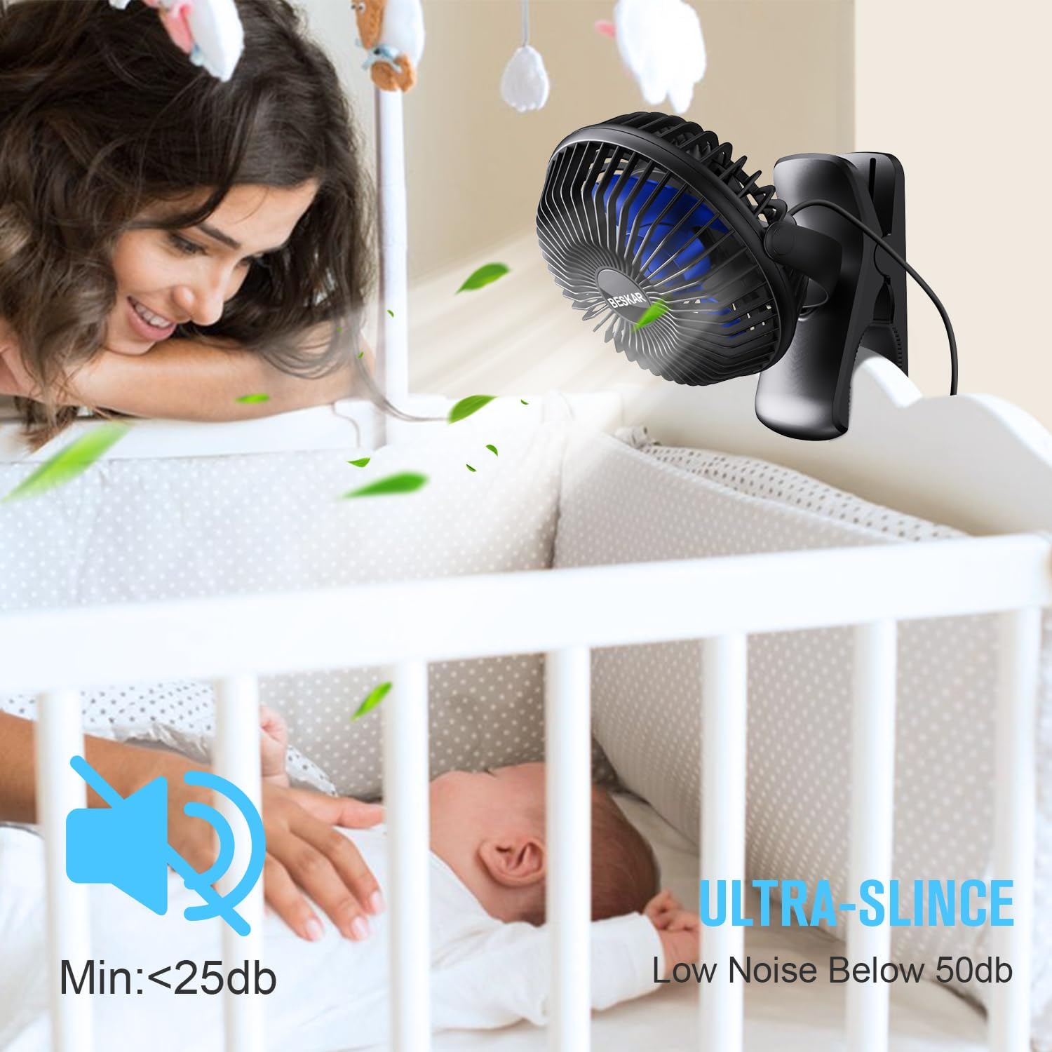 Thumbnail 2 de BESKAR USB Clip on Fan: Portable 2-in-1 Desk Clip Fan with 360° Rotation