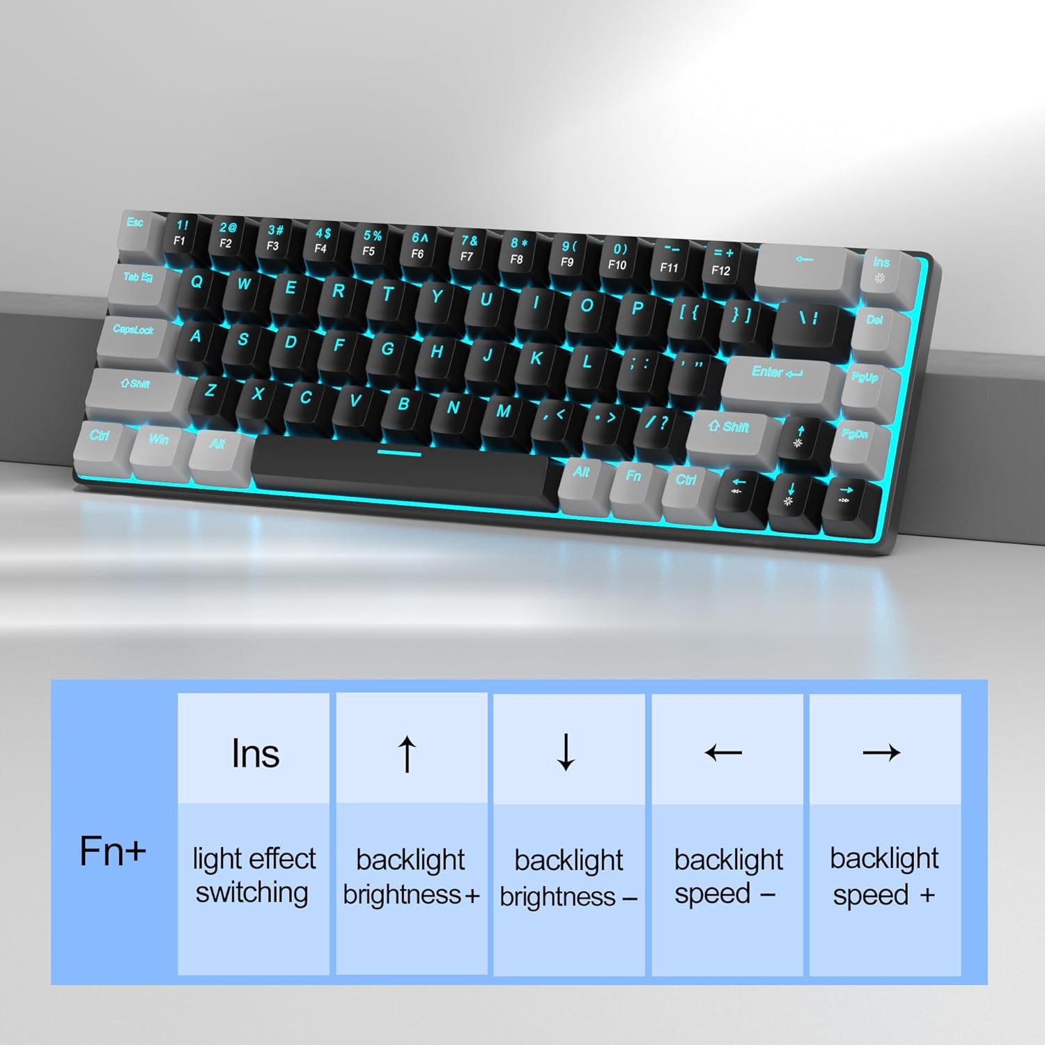Detalle de MageGee MK-Box 60% Mechanical Keyboard (68-Key) with Red Linear Switches and LED Backlight