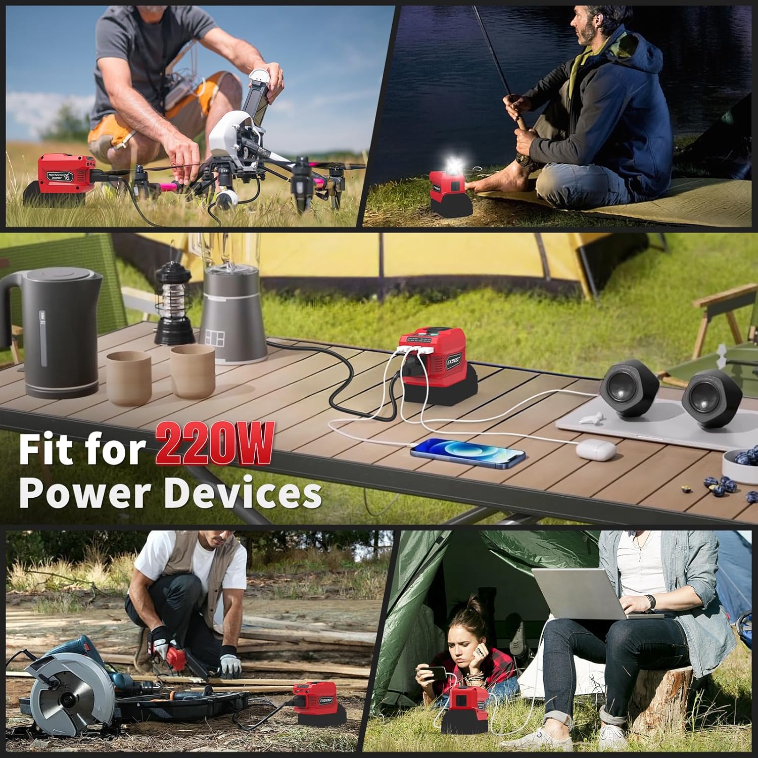 Thumbnail 6 de Kzreect 220W Power Inverter for Milwaukee 18V Batteries (Battery Not Included) — DC to 110V AC Converter + LED