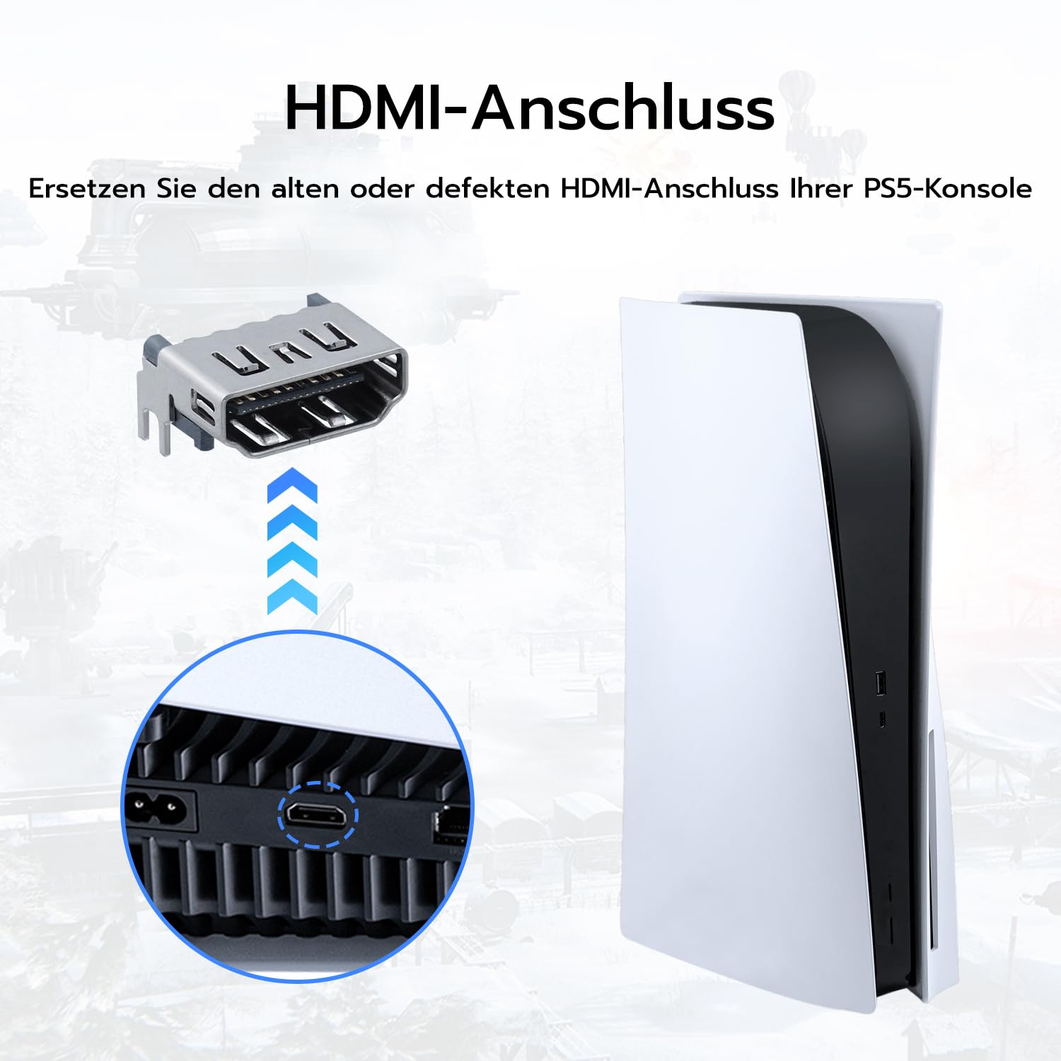 Detalle de Tolesum HDMI-Portセット für PS5 – 4 Stück Ersatzbuchsen inklusive Werkzeugset