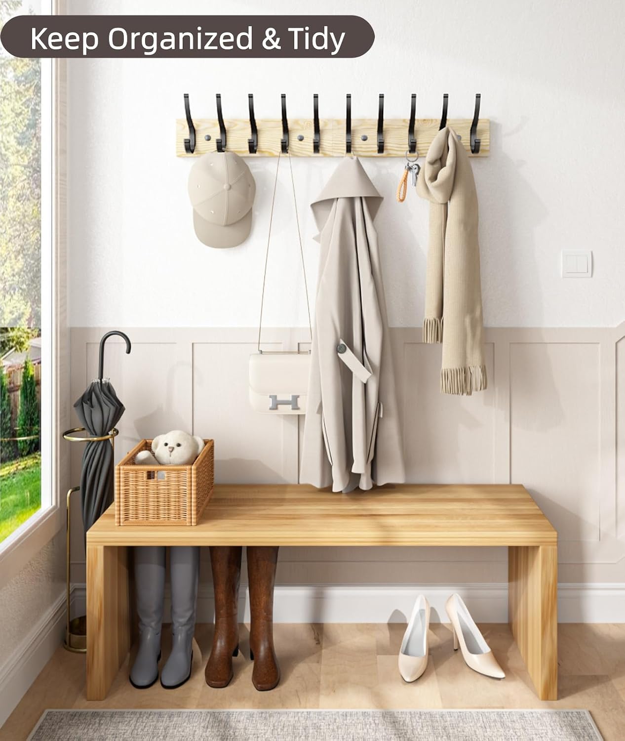 Thumbnail 4 de Optish wall-mounted coat rack with 5 double hooks