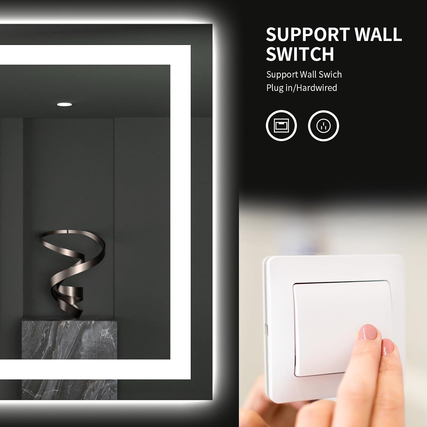 Thumbnail 6 de LOAAO 28" x 32" LED Bathroom Mirror with Double Lighting, Defog & Memory