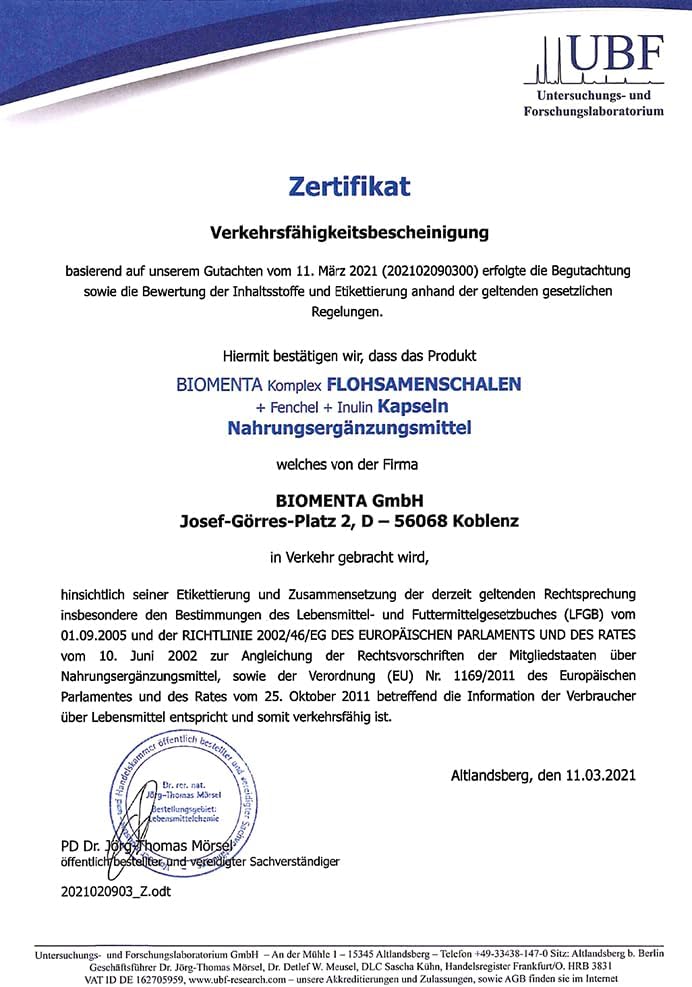 Thumbnail 4 de BIOMENTA Flohsamenschalen Komplex 140 Tabletten đ