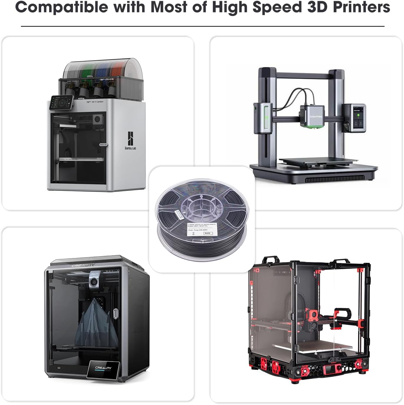 Thumbnail 3 de eSUN ePETG-CF PETG-filament 1,75 mm, mörkgrått och kolfiberfyllt, 1 kg