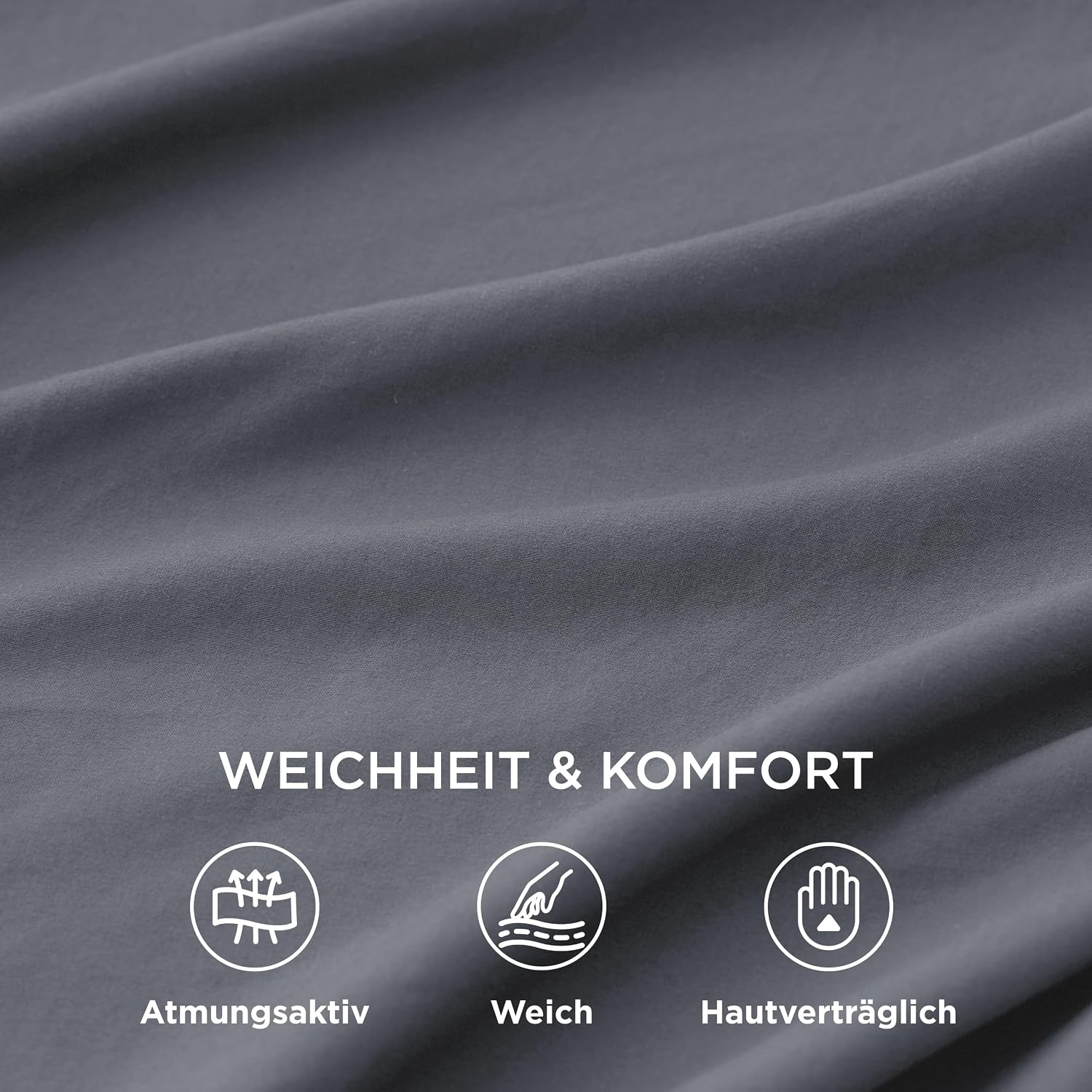 Detalle de Bedsure Spannbettlaken 180x200 cm – OEKO-TEX Mikrofaser, 30 cm Tasche, atmungsaktiv und schnelltrocknend, Anthrazit