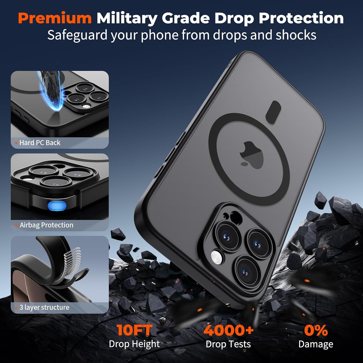 Detalle de SUPFINE Magnetic Case for iPhone 16 Pro with Camera Control Button and Full Camera + 9H Glass Screen Protector