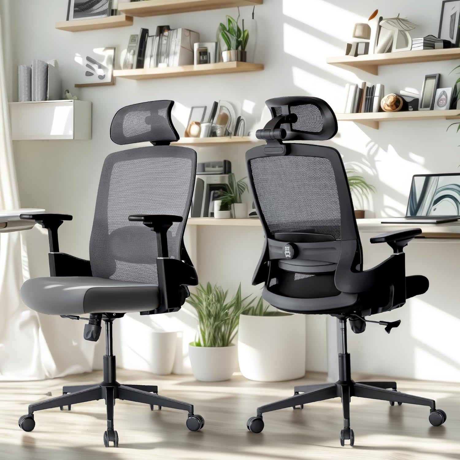Thumbnail 1 de Realm of Thrones AVALON Ergonomic Office Chair with 3D headrest, adjustable lumbar support and mesh back (Black)