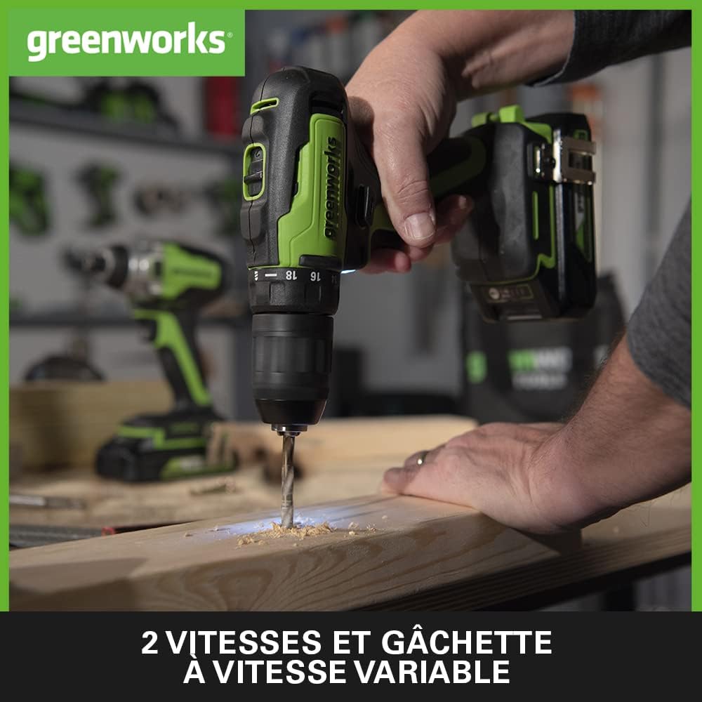 Thumbnail 4 de Greenworks GD24DD35 – Perceuse Visseuse Sans Fil, moteur sans balais, 35 Nm, 0-1450 tr/min, 2 vitesses