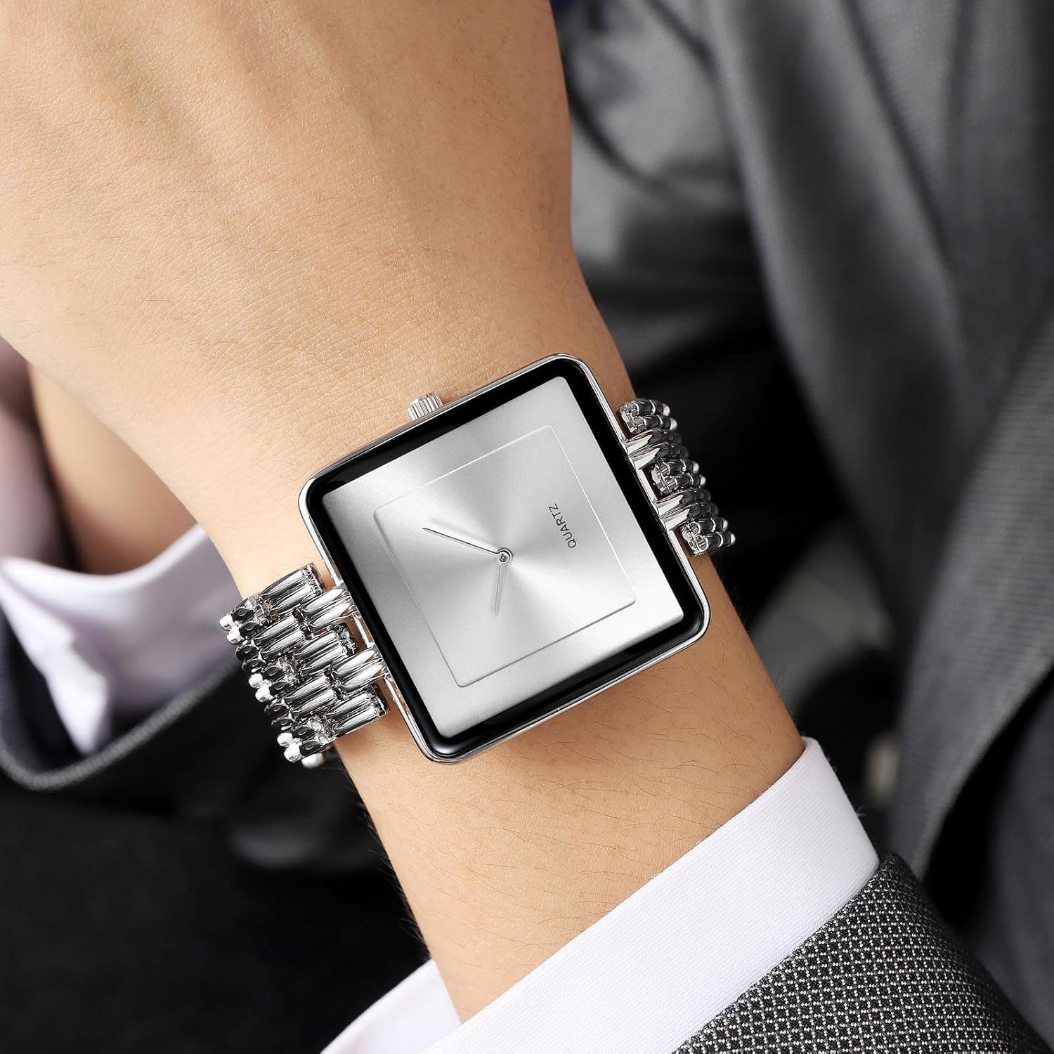 Thumbnail 2 de findtime Quadratische Armbanduhr – Unisex, analoges Quarzwerk, 3 ATM Wasserdicht