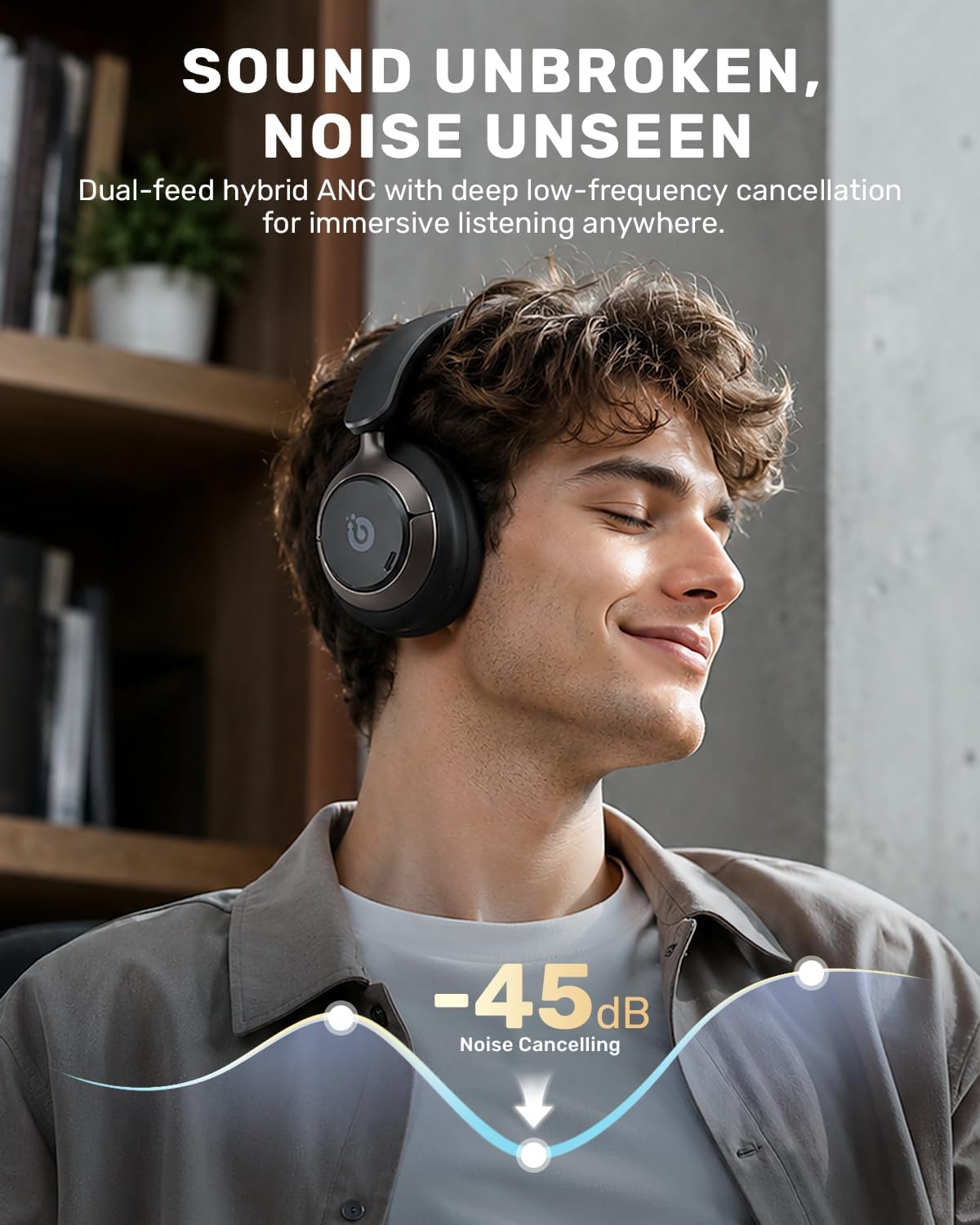 Detalle de Boean Over-Ear Headphones with Bluetooth 6.0