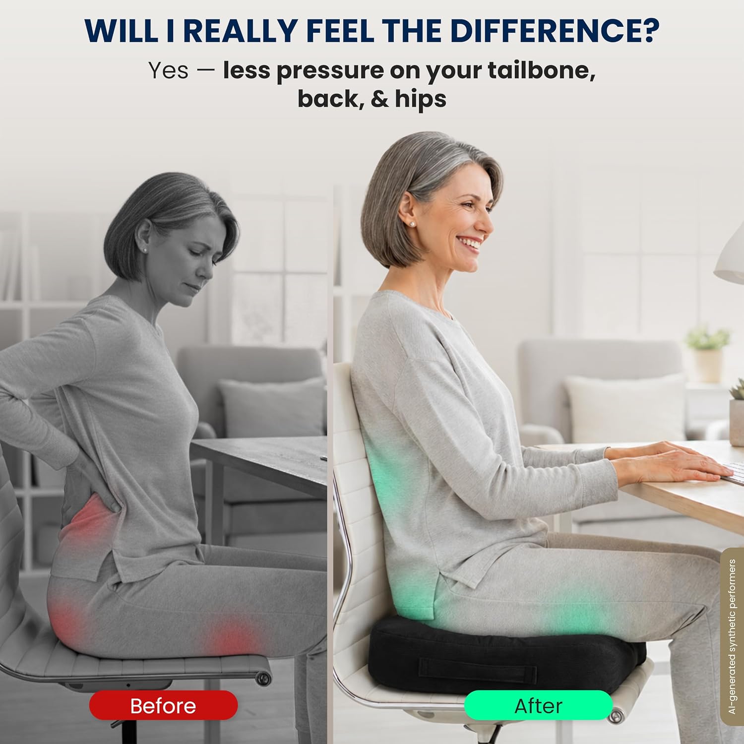 Thumbnail 6 de Seat Cushion for Office Chairs Tailbone Coccyx Pain Relief