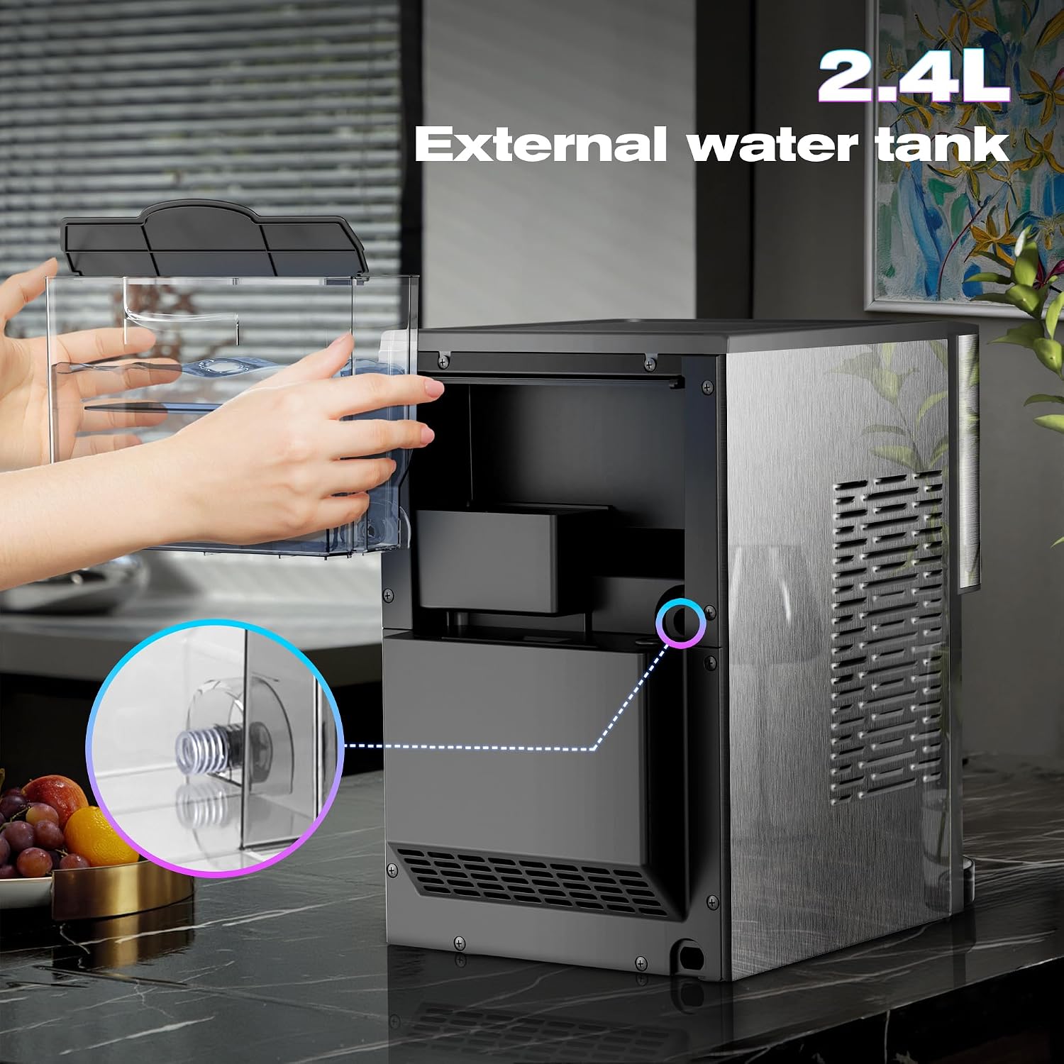 Thumbnail 6 de Kismile HZB-20DN Nugget Ice Maker, 44 lb/24h, Self-Cleaning, Silver