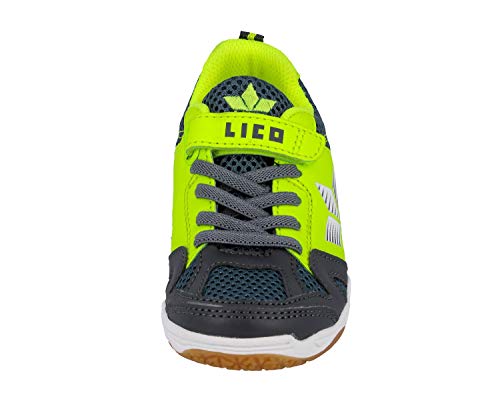 Detalle de Lico Sport VS Unisex Hallenturnschuh – Anthrazit/Lemon, Größe 34 EU