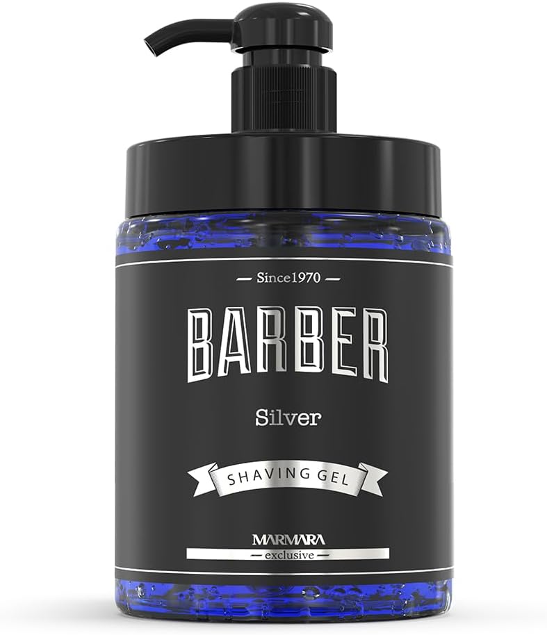 Marmara Barber Rasage Gel SILVER – gel à raser transparent non-moussant pour un rasage précis des contours, 1000 ml