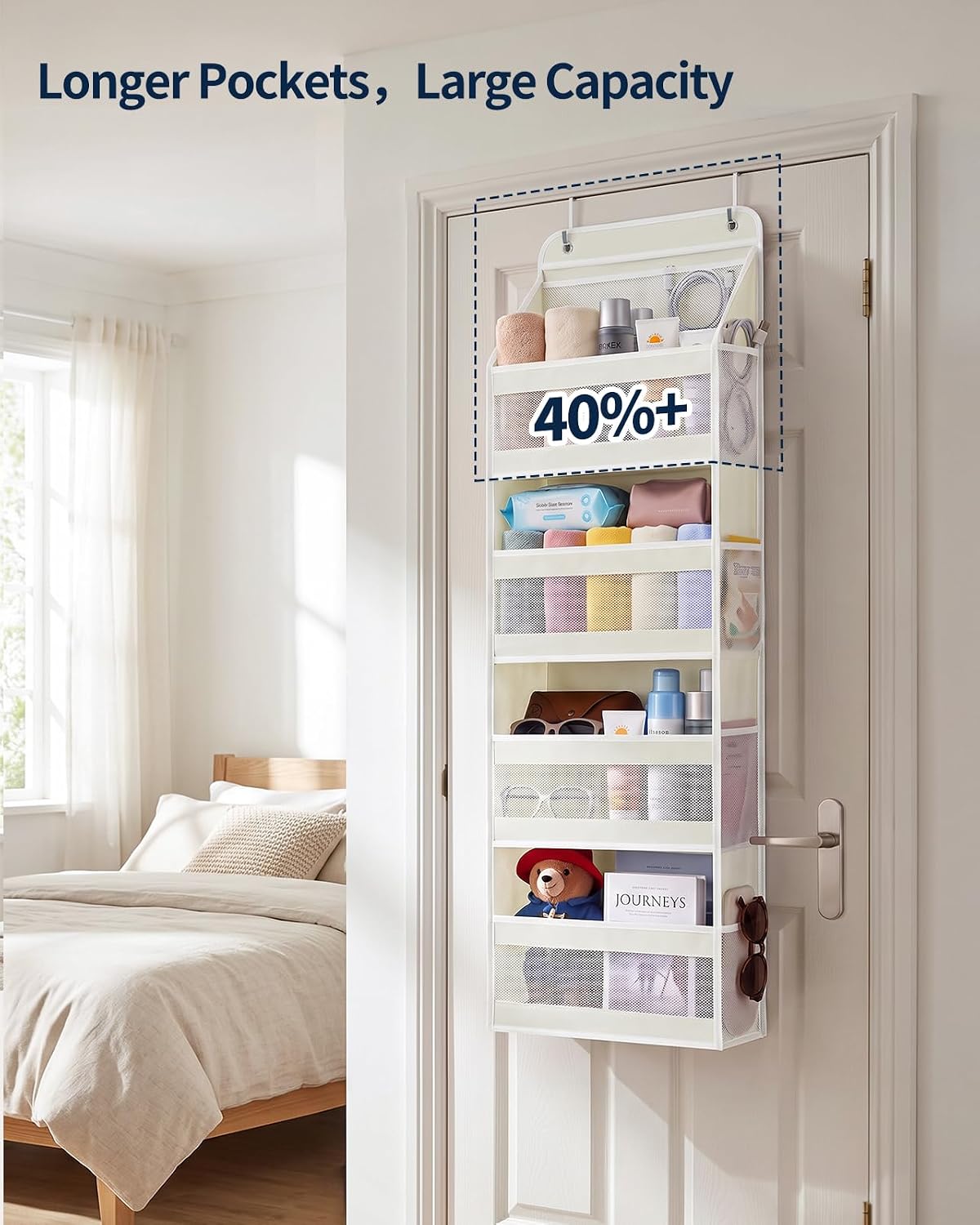Thumbnail 6 de Yecaye SDHB00305YCY Over-the-Door Organizer, 4 Tiers, Mesh Pockets