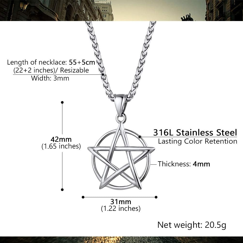Thumbnail 1 de PROSTEEL Collana uomo pentagramma rovesciato in acciaio inox 316L nero e oro