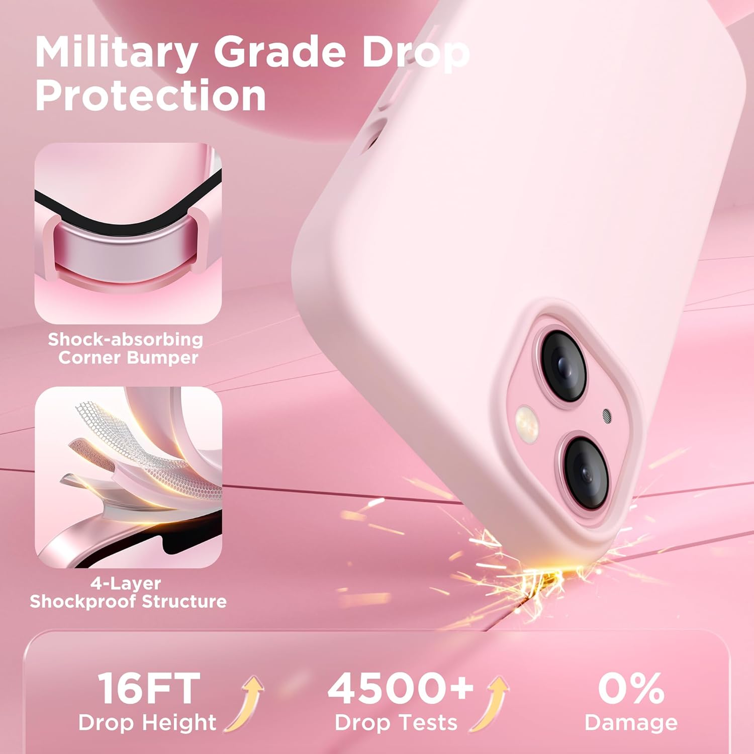Detalle de GolbinBox Magnetic for iPhone 15 Case – Chalk Pink (MagSafe Compatible)