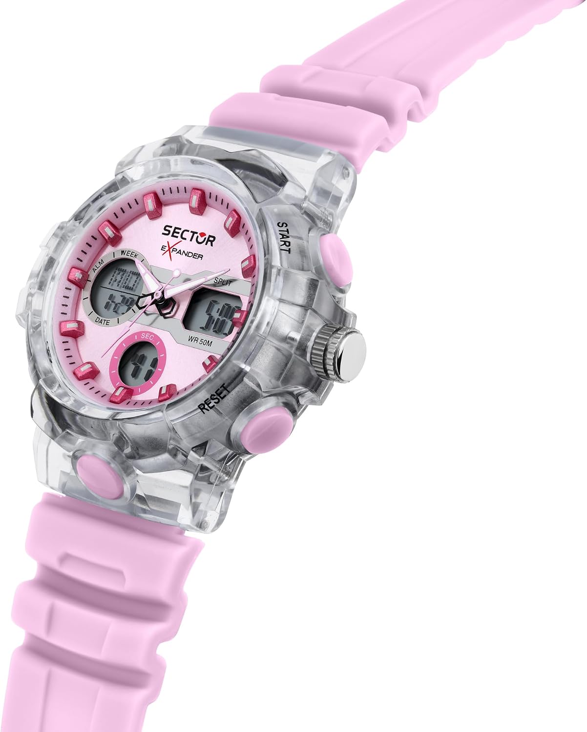 Detalle de Sector No Limits Orologio Donna EXP-46, 43 mm Rosa – Orologio Digitale/Analogico in Plastica (R3251242501)